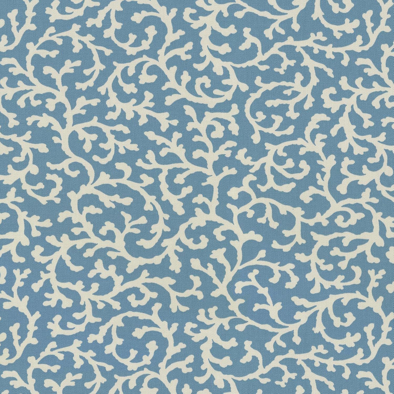 Blue and White Cotton Upholstery Fabric by the Yard