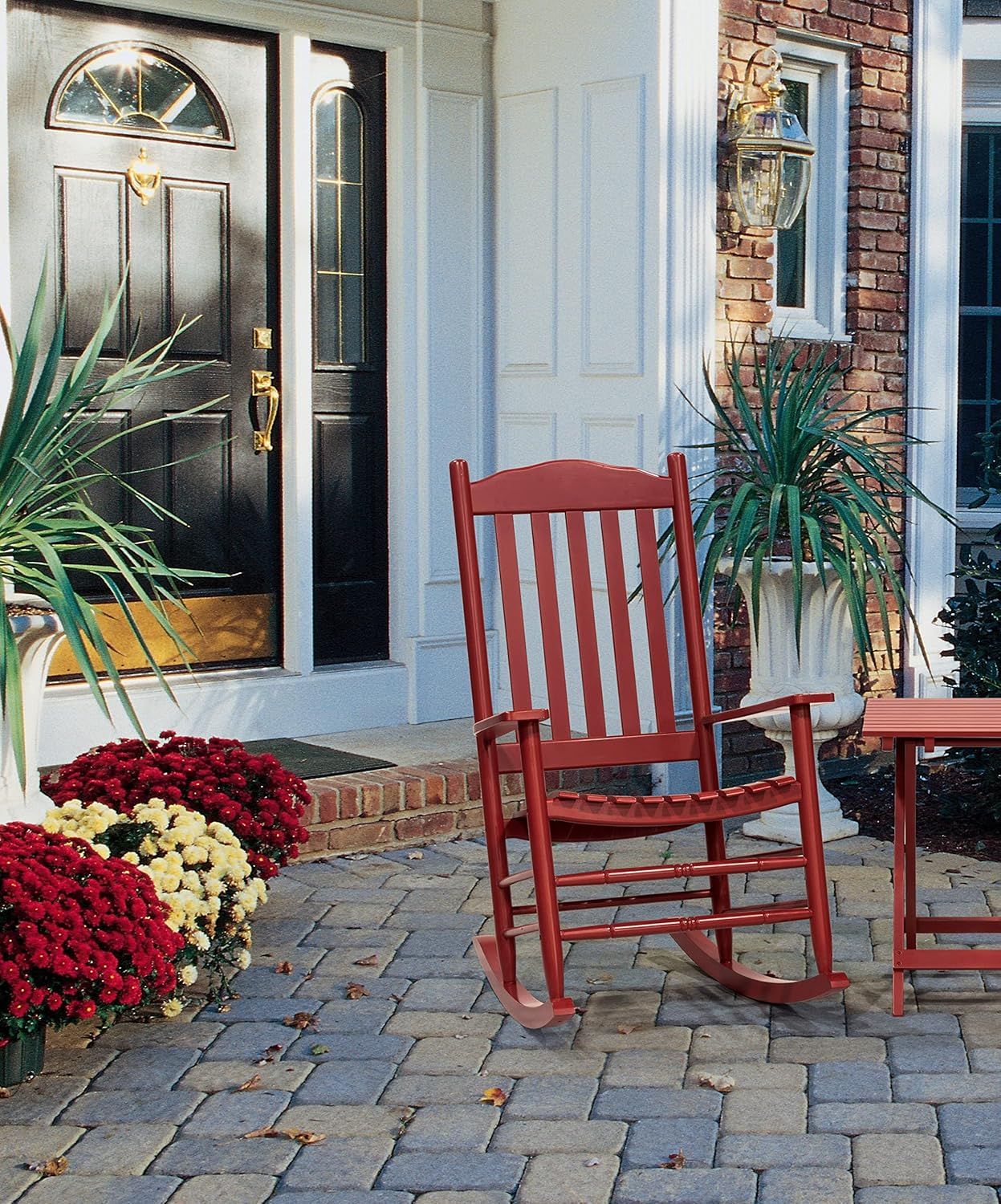 Red Acacia Wood High Back Outdoor Rocking Chair