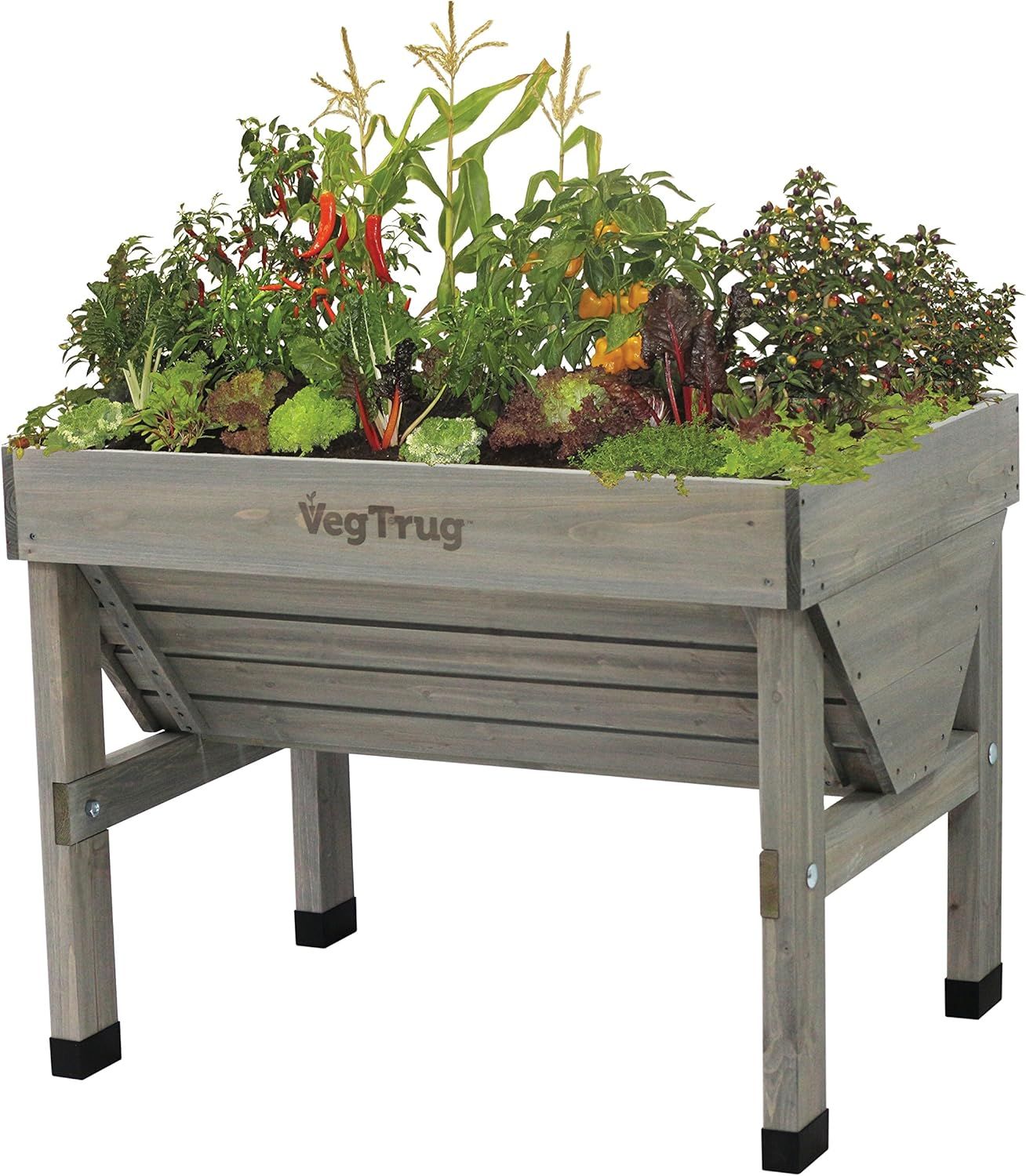 Small Gray Wash Cedar Raised Bed Planter with Wheels