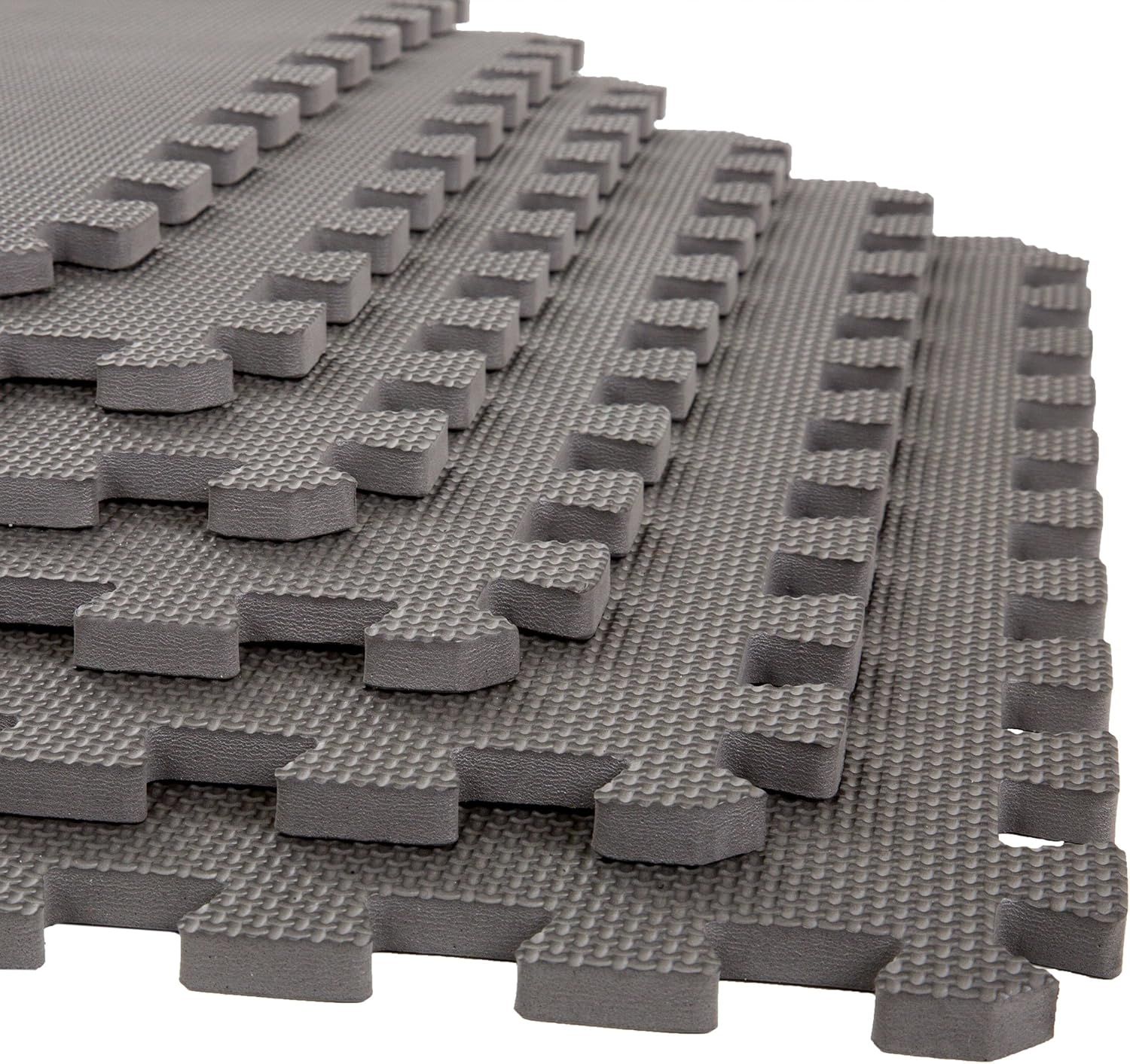 Gray EVA Foam Interlocking Floor Mats 24" x 24" - 6 Pack