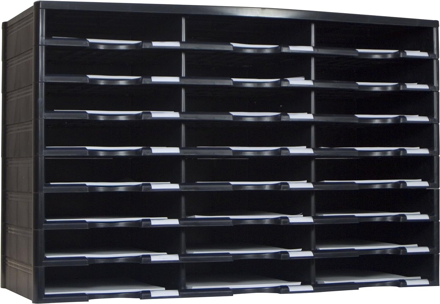 Black Modular 24-Compartment Literature Organizer