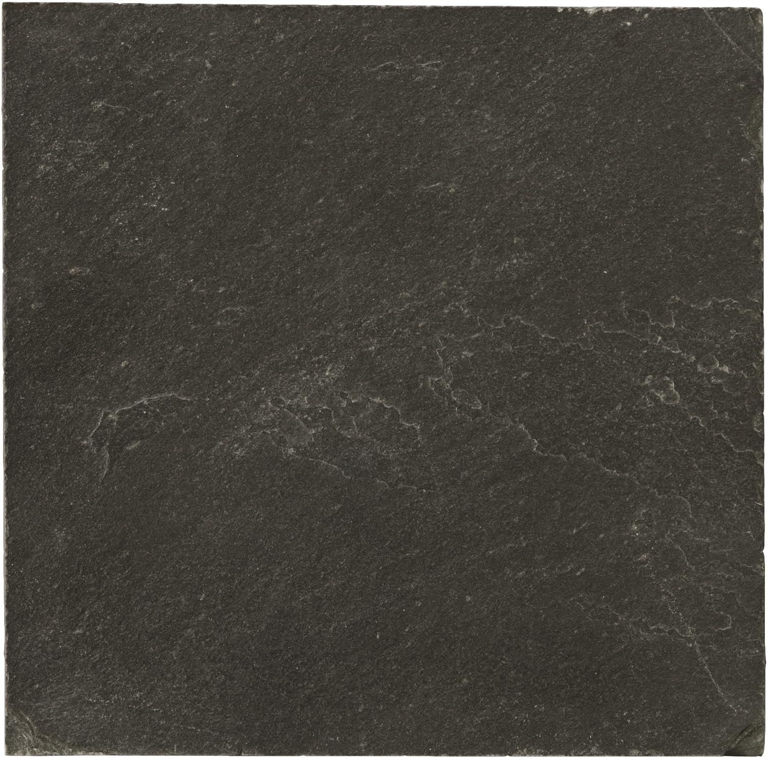 Midnight Black 16x16 Matte Slate Tile with Straight Edge