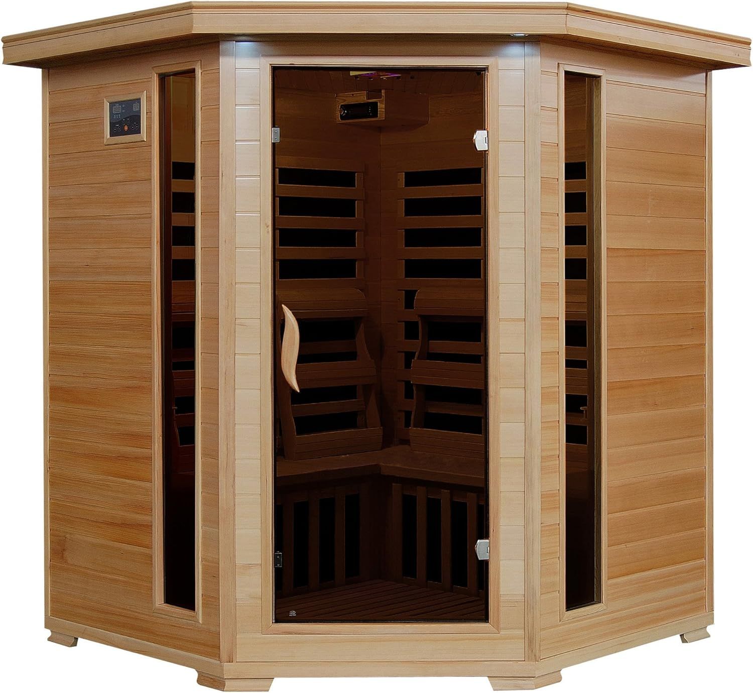 Hemlock 4-Person Corner Infrared Sauna with Carbon Heaters