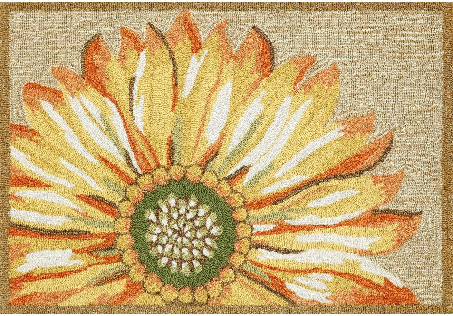 Sunflower Bliss Yellow Hand-Tufted Rectangular Easy-Care Rug