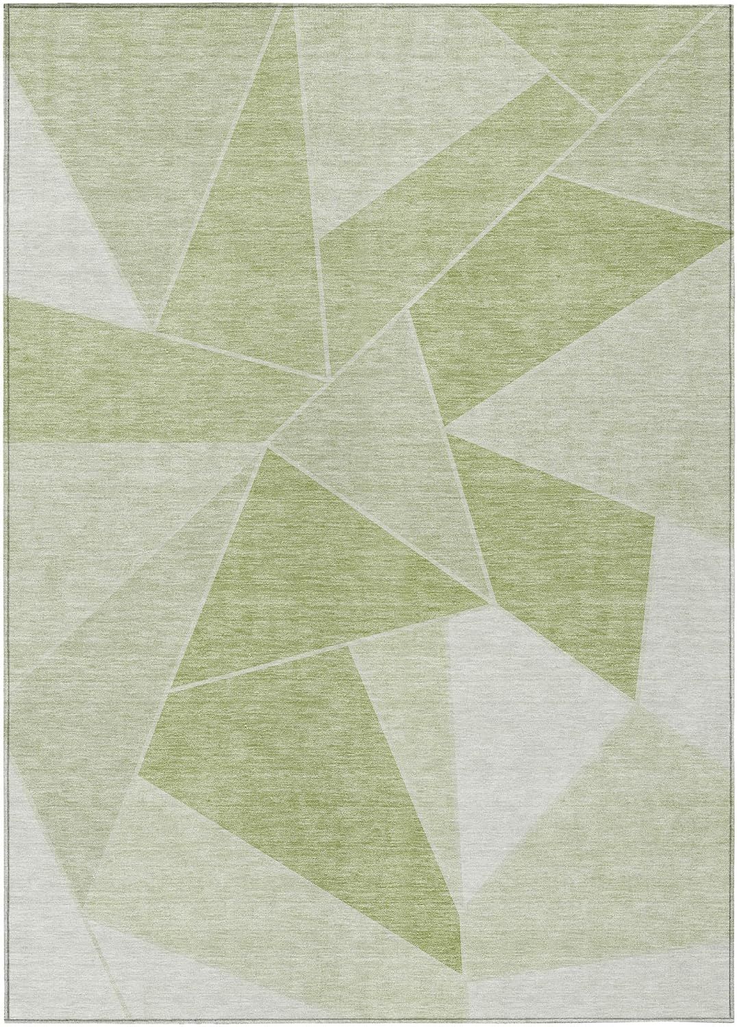 Aloe Green Geometric 9' x 12' Washable Synthetic Rug