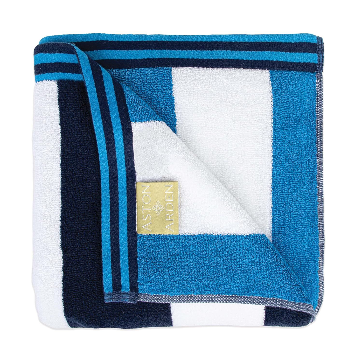 Aston & Arden Navy and Blue Cotton Reversible Beach Towel, 35 x 70 in