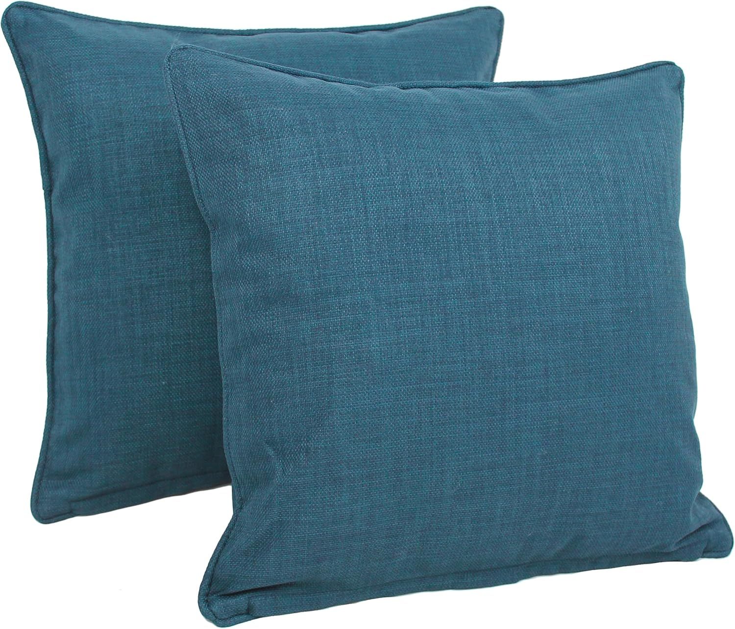Sea Blue Weather Resistant Square Outdoor Throw Pillow Set