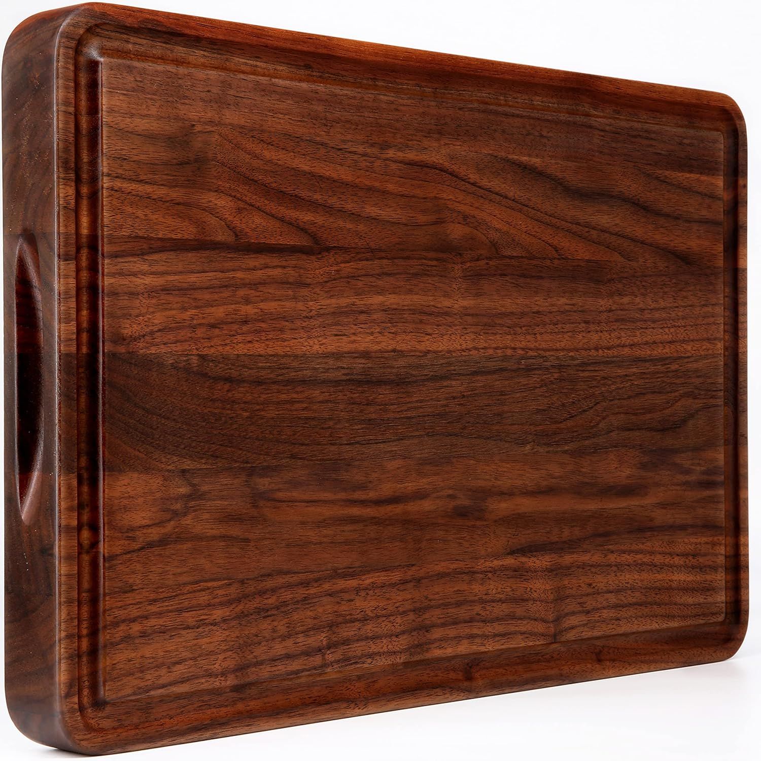 Large Walnut Wood Cutting Board with Juice Groove and Handles