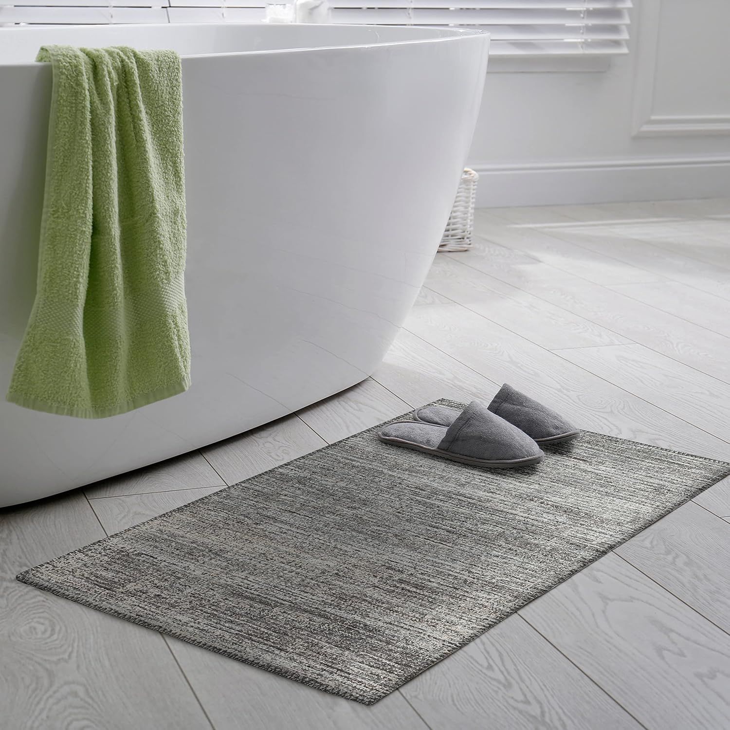 Silver Flat Woven Chenille Indoor Outdoor Area Rug