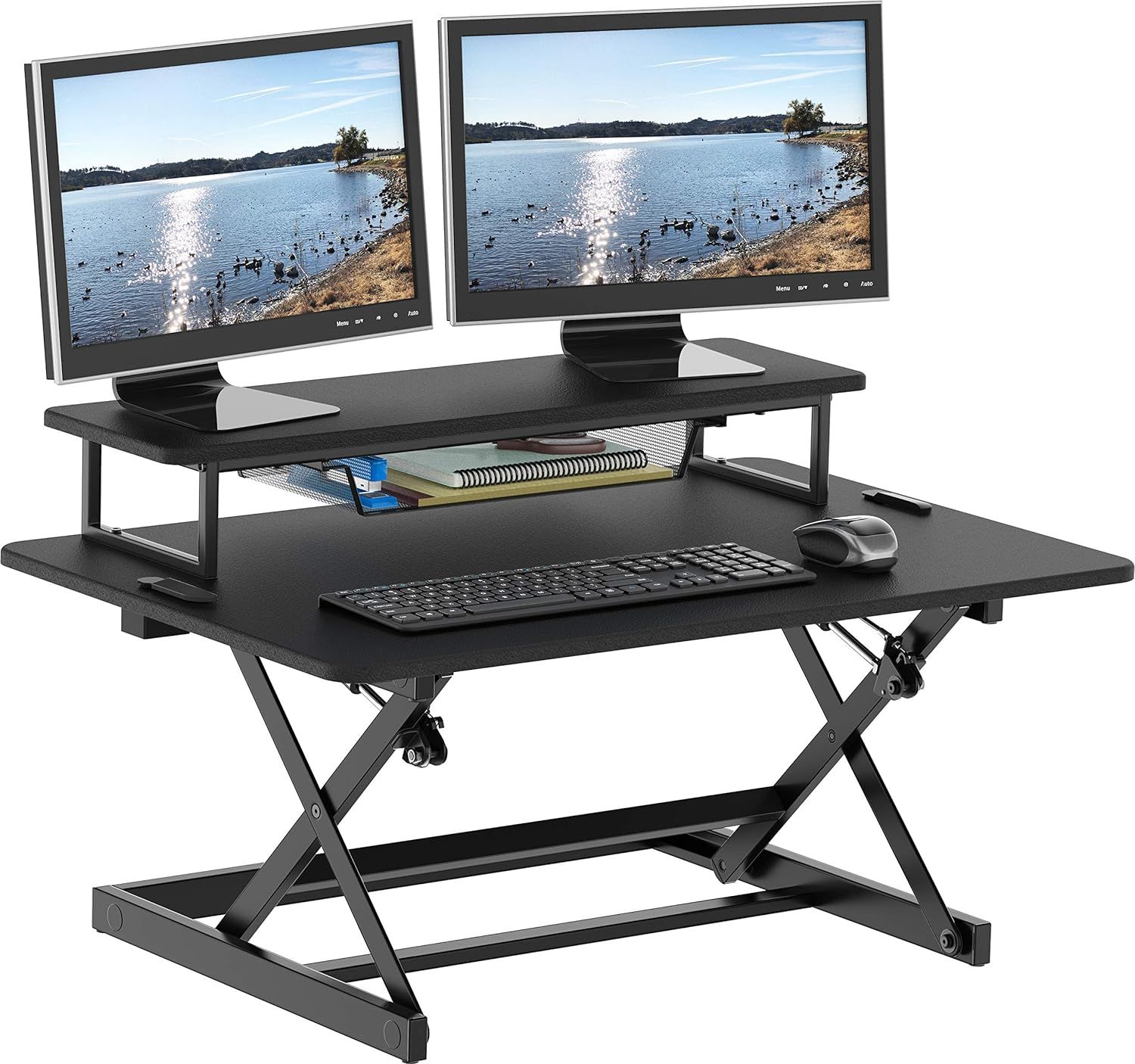 Black 36-Inch Height Adjustable Standing Desk Converter