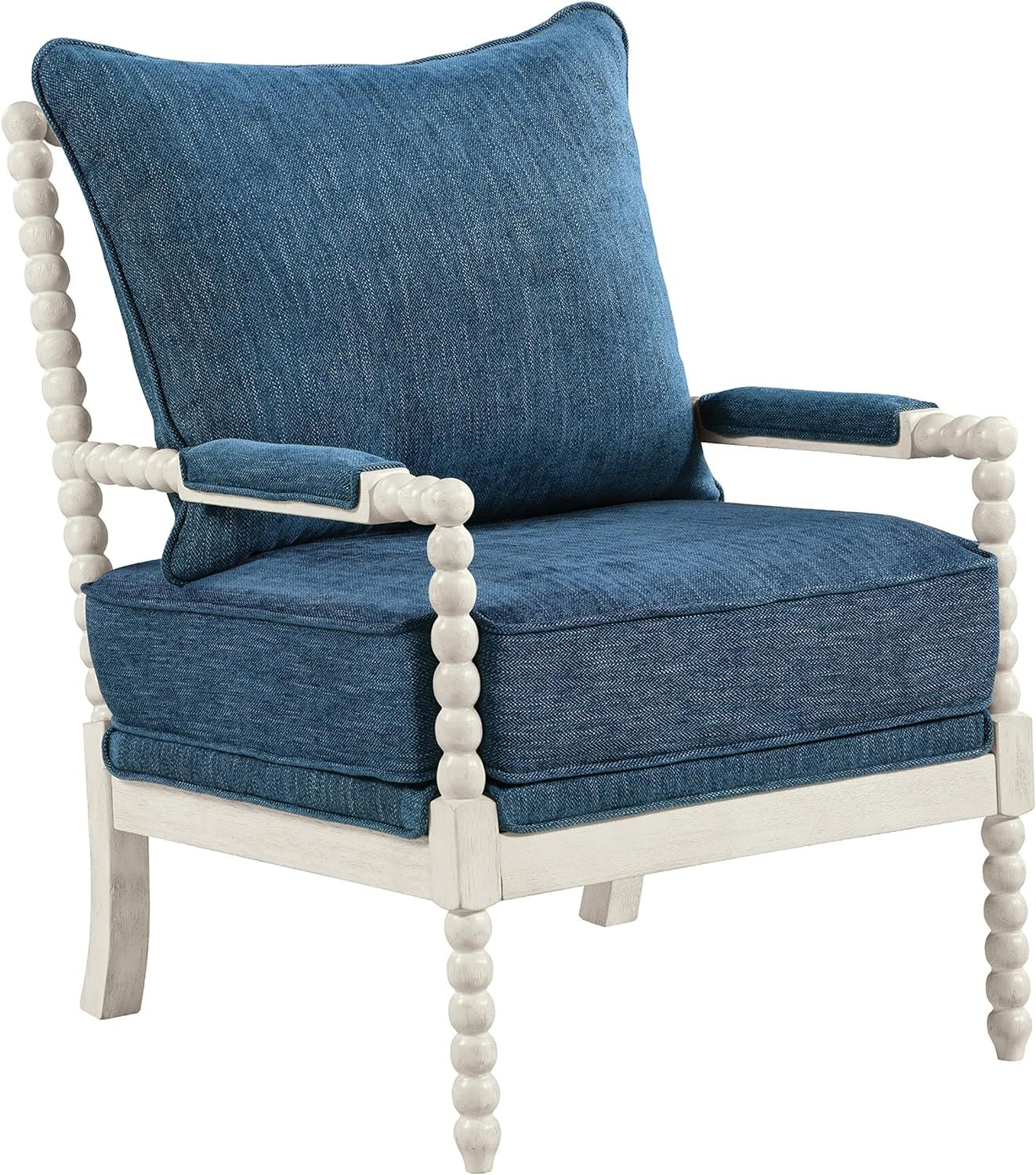 Kaylee Classic Blue Spindle Chaise with White Wood Frame