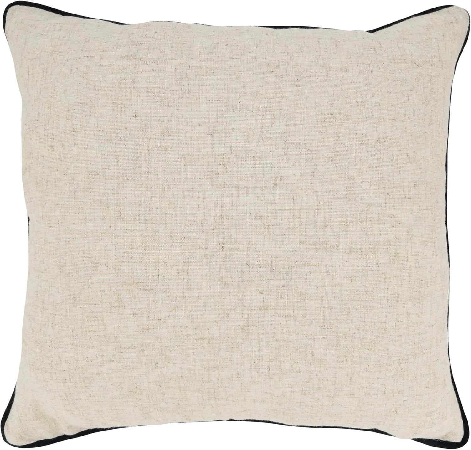 Toscana Daydream 20" Beige Linen Throw Pillow with Black Piping