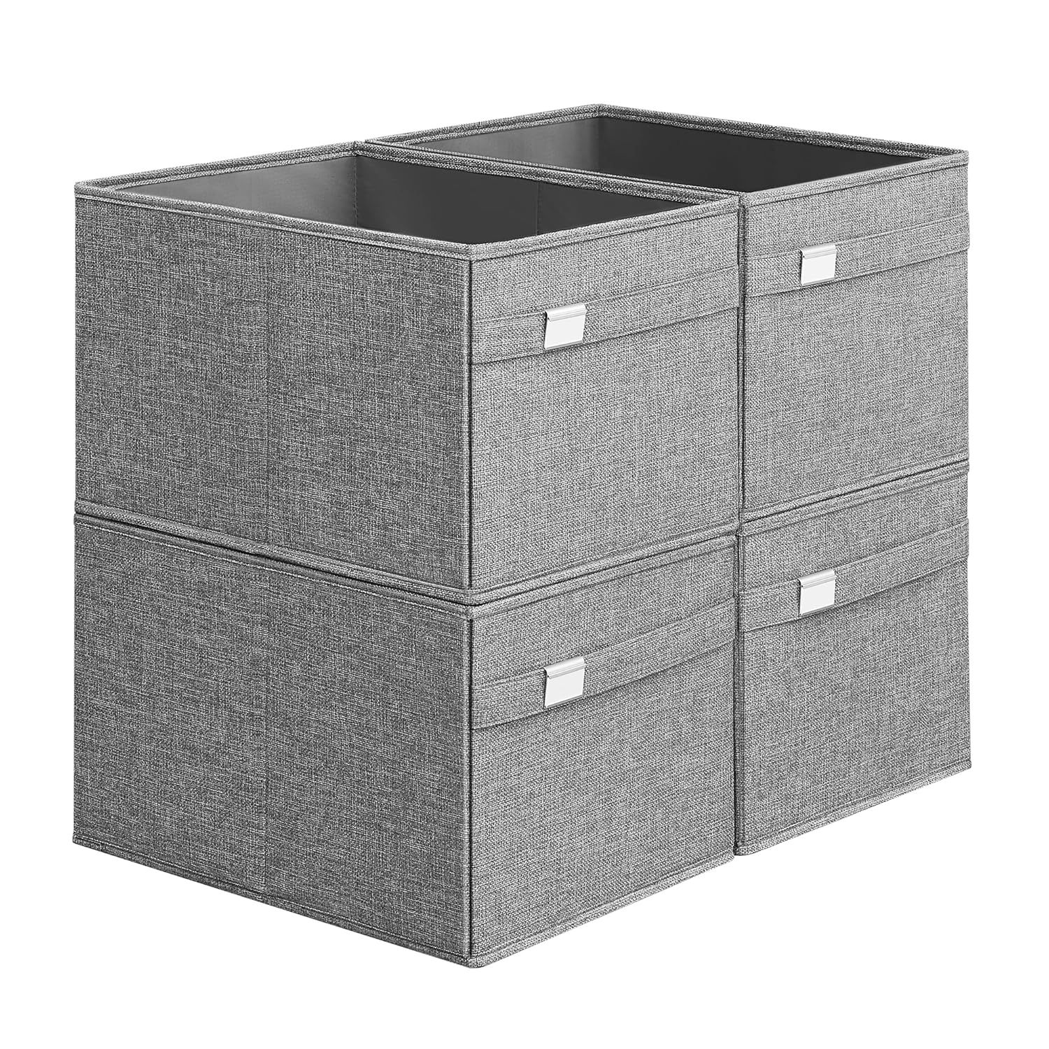 Dove Gray Fabric Storage Bins with Handles, Set of 2