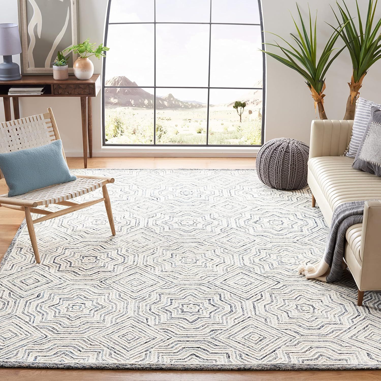 Capri Elegance Hand-Tufted Wool Area Rug - 6' x 9', Blue