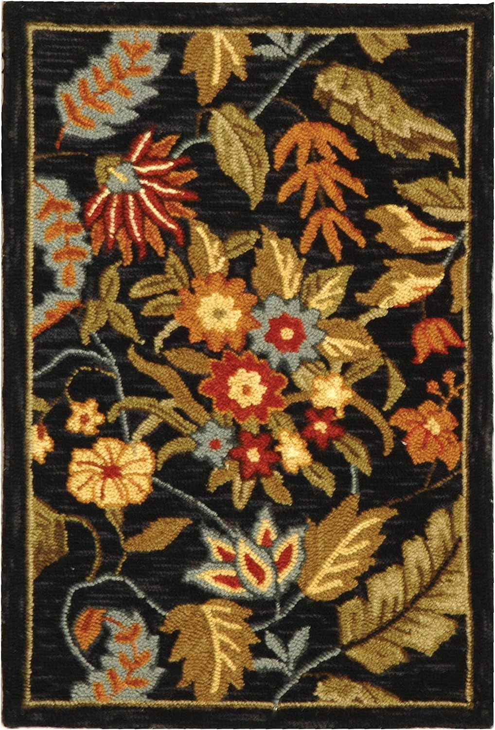 Red Floral Handmade Wool Accent Rug 20" x 4"