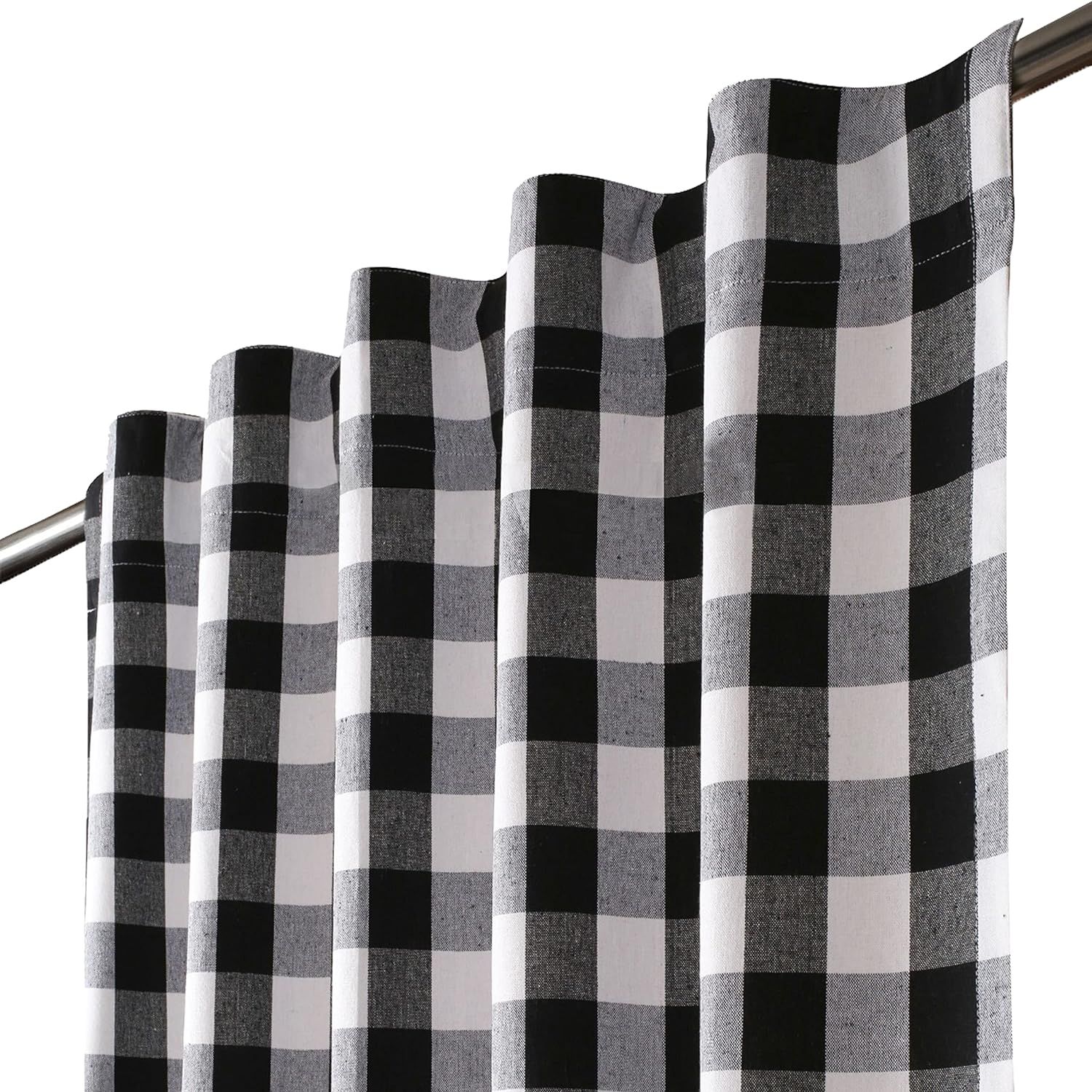 Black and White Cotton Gingham Check Plaid Curtain Panels