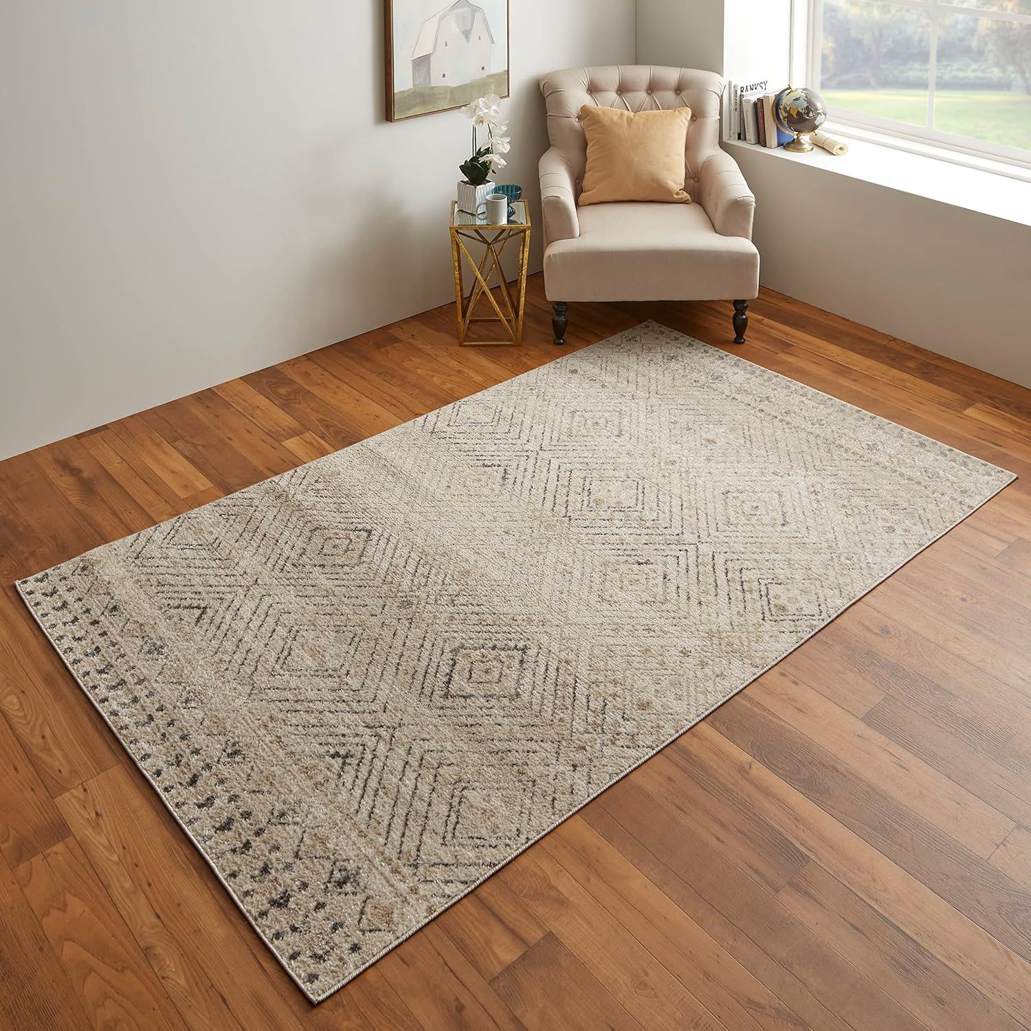 Ivory and Charcoal 8' x 10' Shag Area Rug