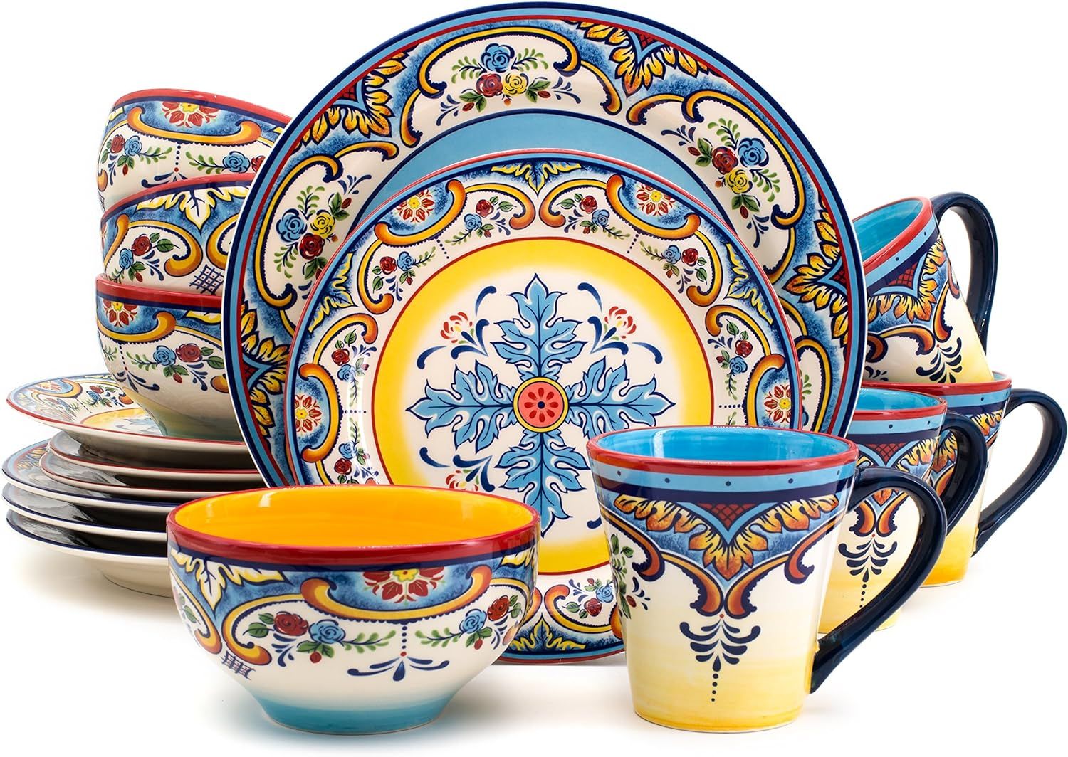 Zanzibar Multicolor Ceramic Floral 16-Piece Dinnerware Set