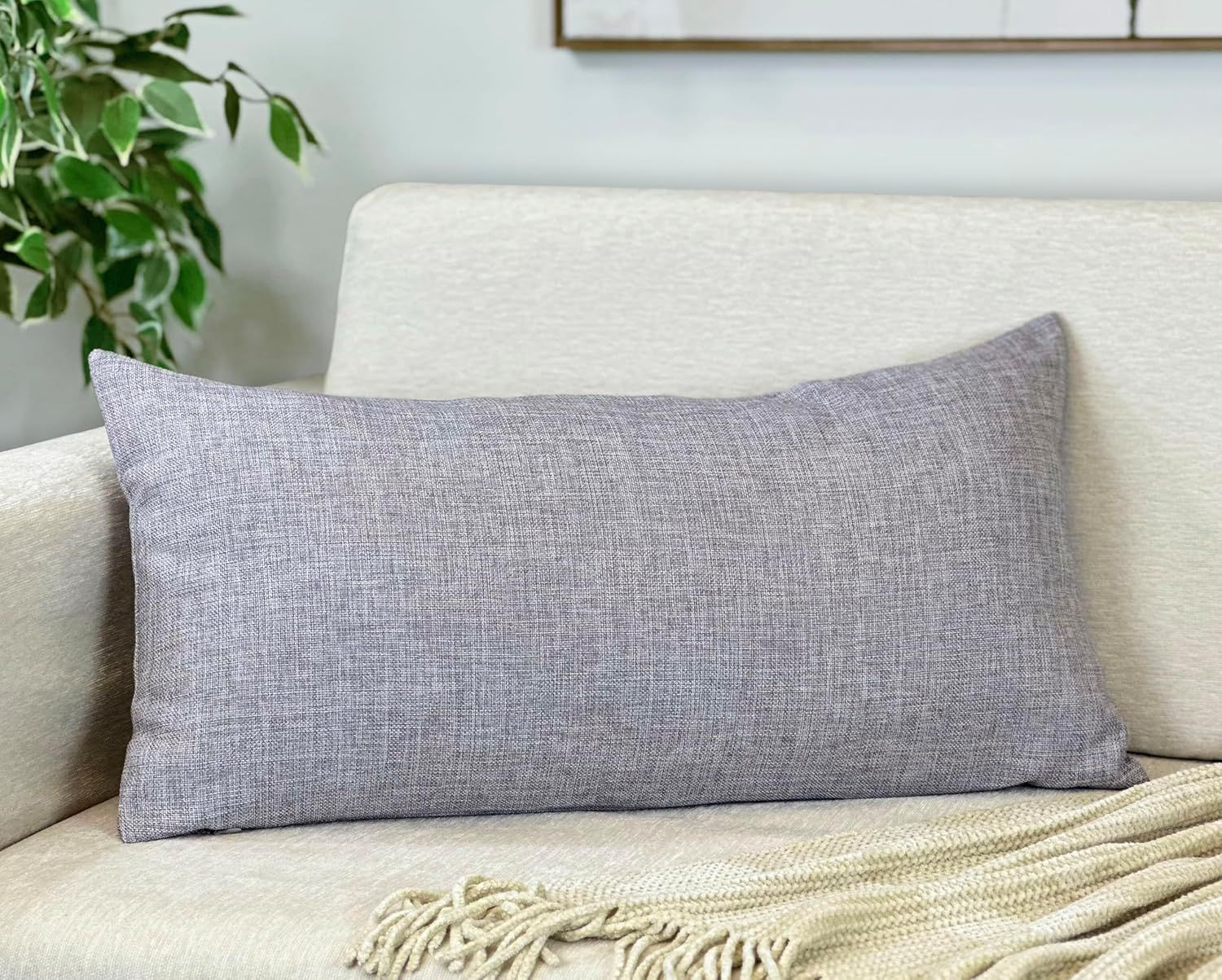 Light Grey Rectangular Polyester Lumbar Pillow Cover