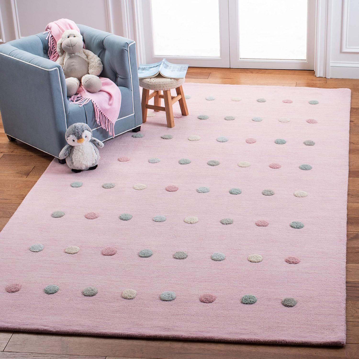 Handmade Light Pink Wool Tufted Kids' Rug - 3x5 Feet