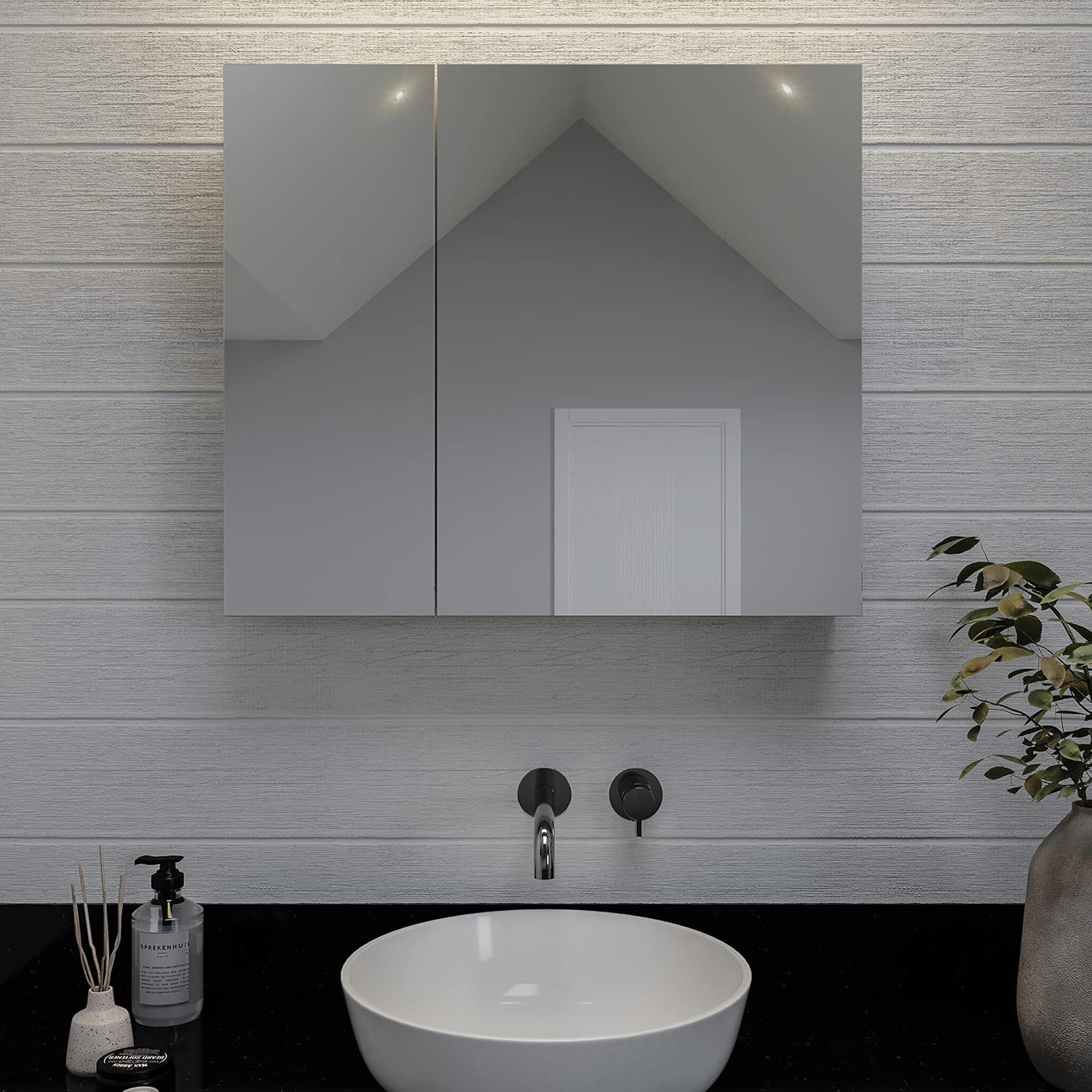 Polished Aluminum Wall-Mounted Bathroom Medicine Cabinet with Mirror