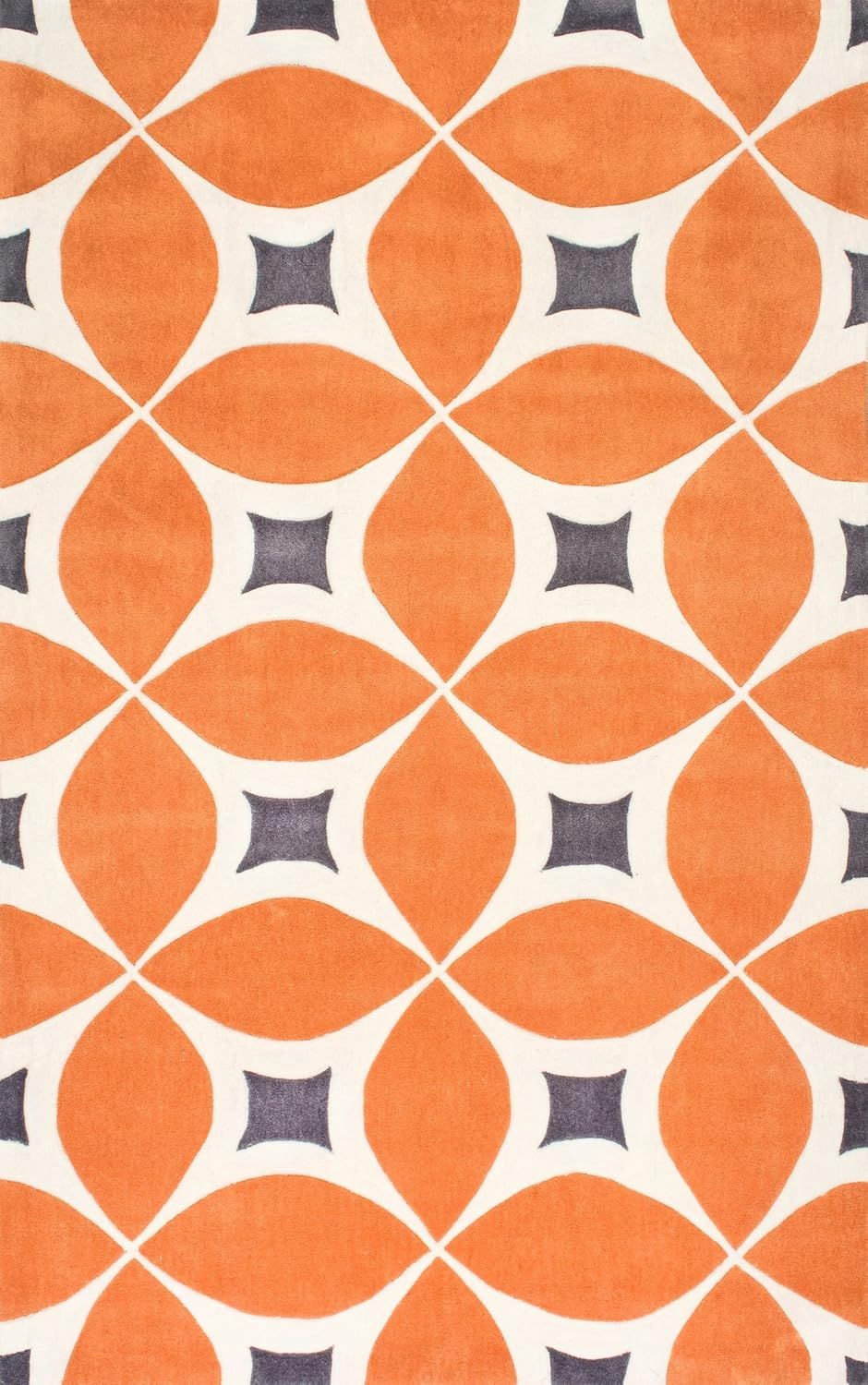 Deep Orange Geometric Tufted Reversible Area Rug 4x6