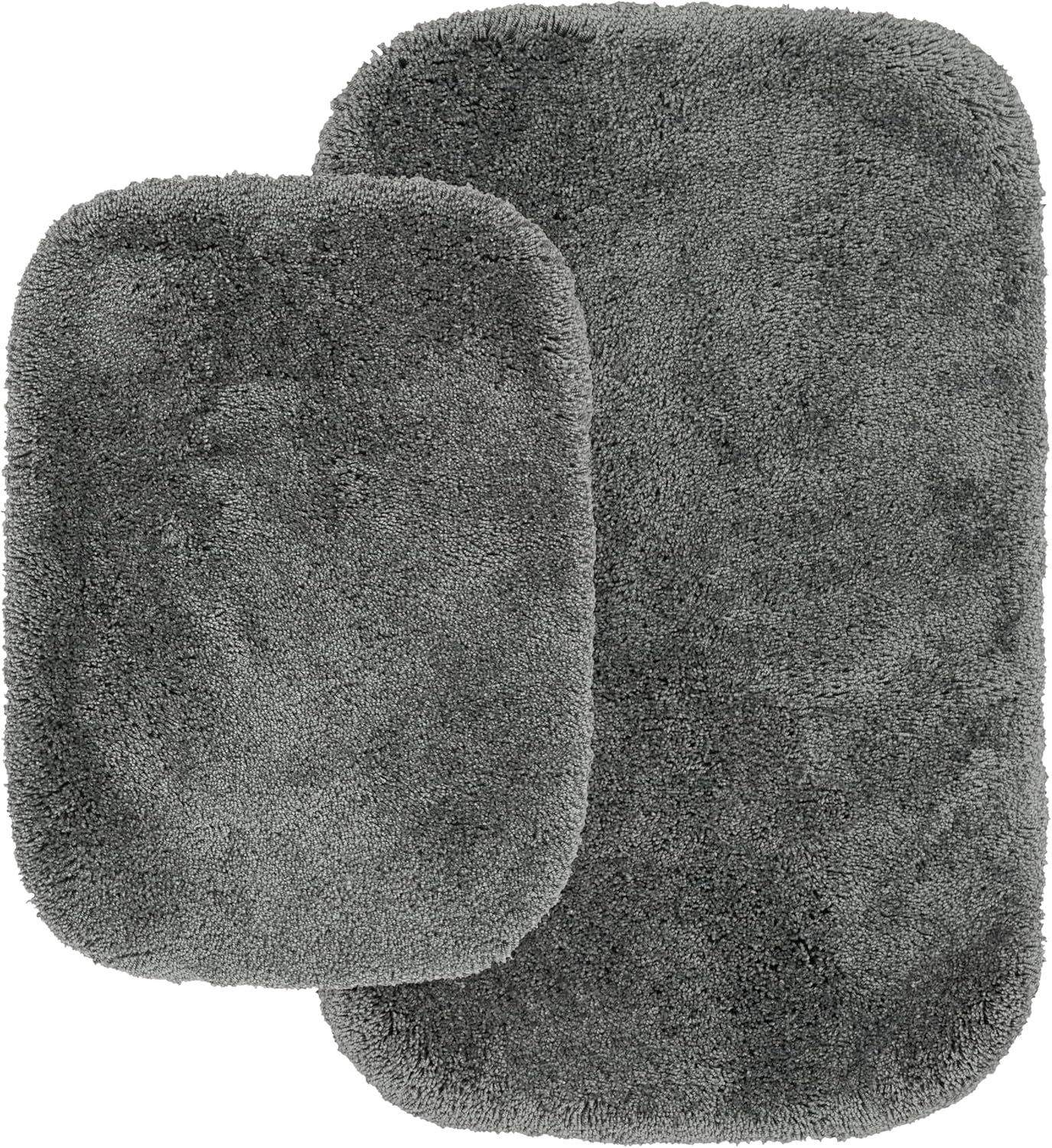 Dark Gray Ultra Plush Washable Nylon Bathroom Rug Set