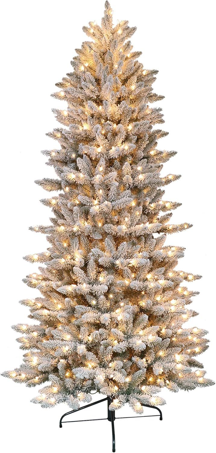 6.5-Foot White Pre-Lit Fraser Fir Artificial Christmas Tree