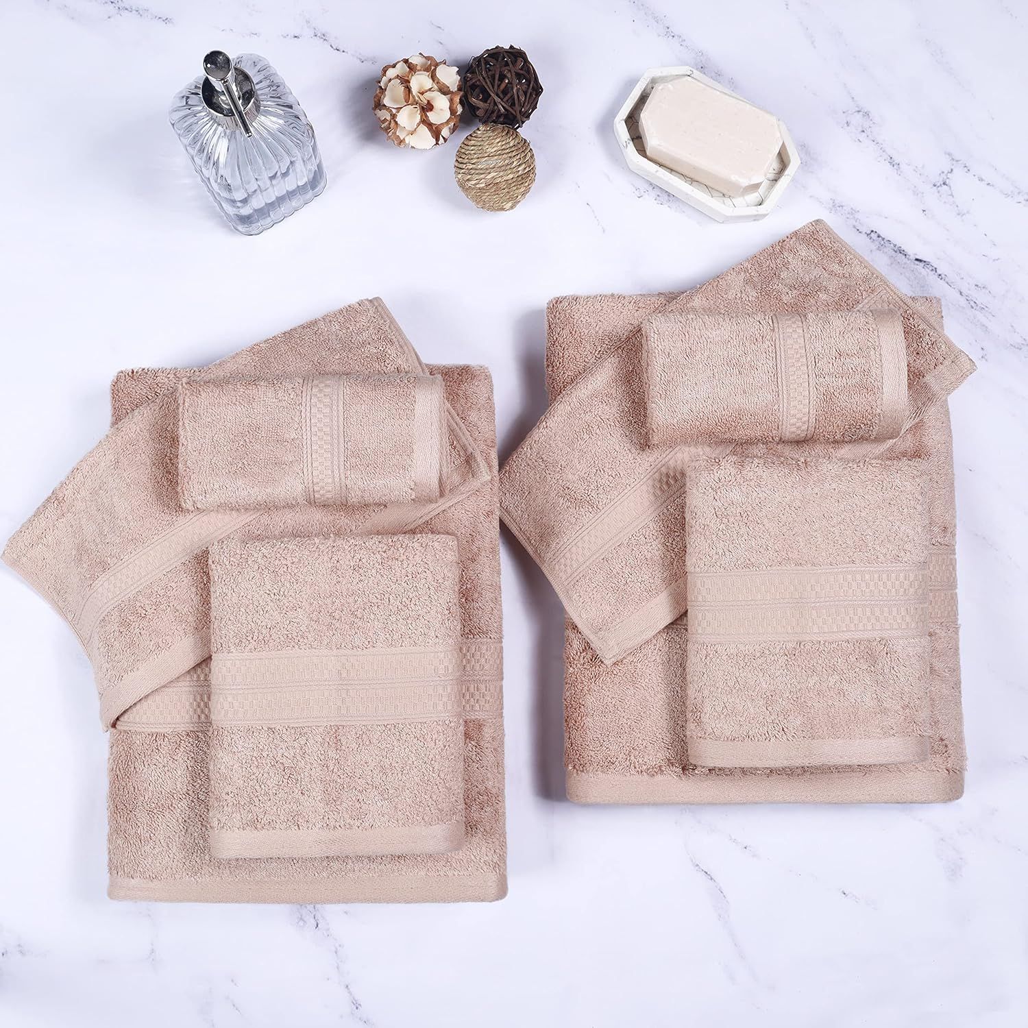 Sand Bamboo Cotton Blend 8-Piece Towel Set