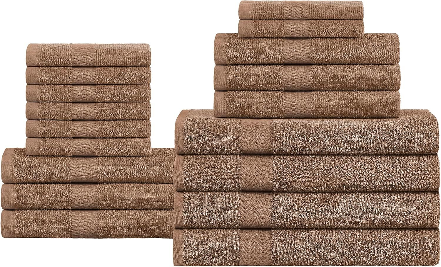 Latte Cotton 18-Piece Solid Towel Set