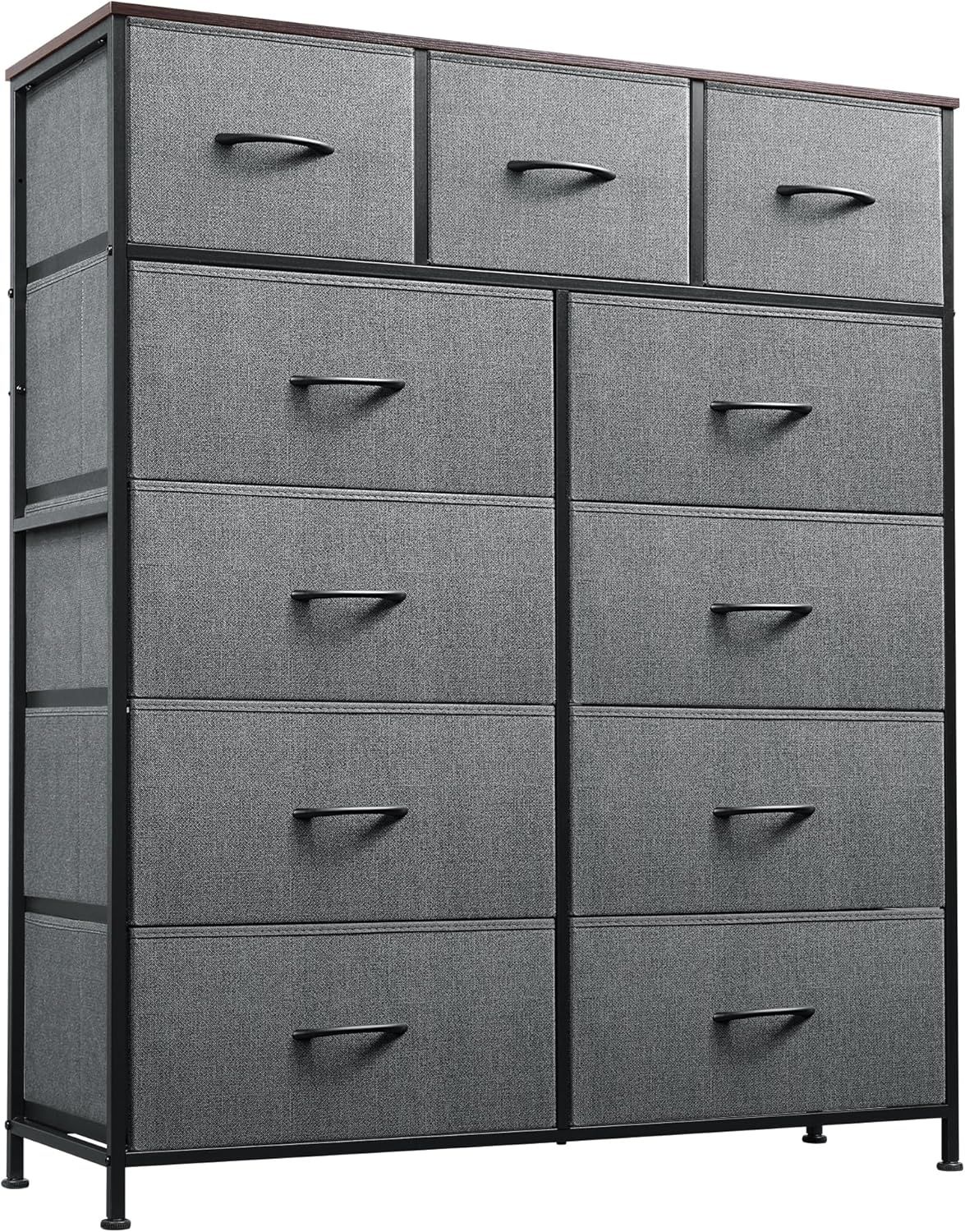 Dark Grey Tall Fabric Dresser with Extra Deep Drawers