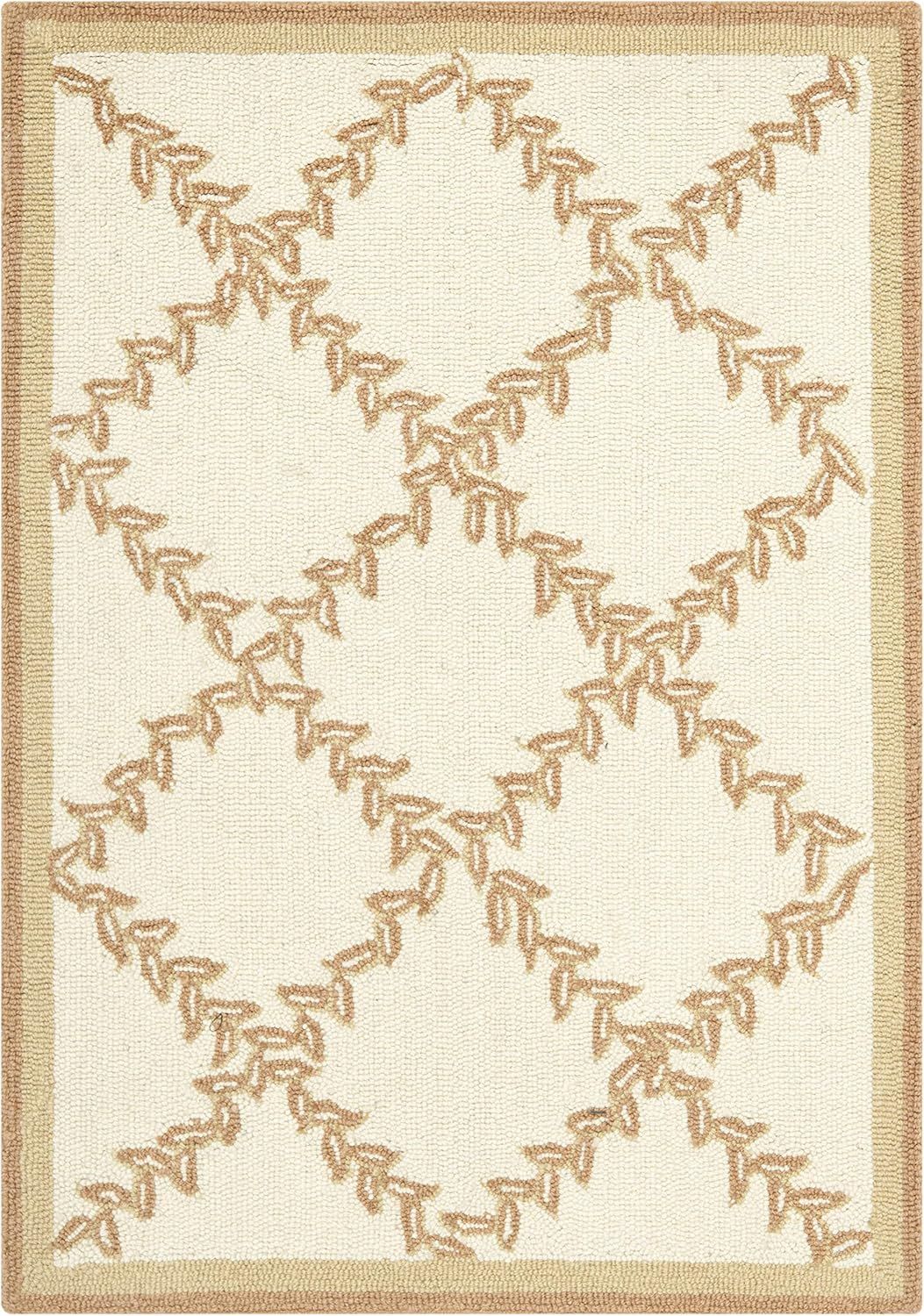 Ivory Hand-Tufted Wool 10' x 14' Area Rug with Edge Embellishment