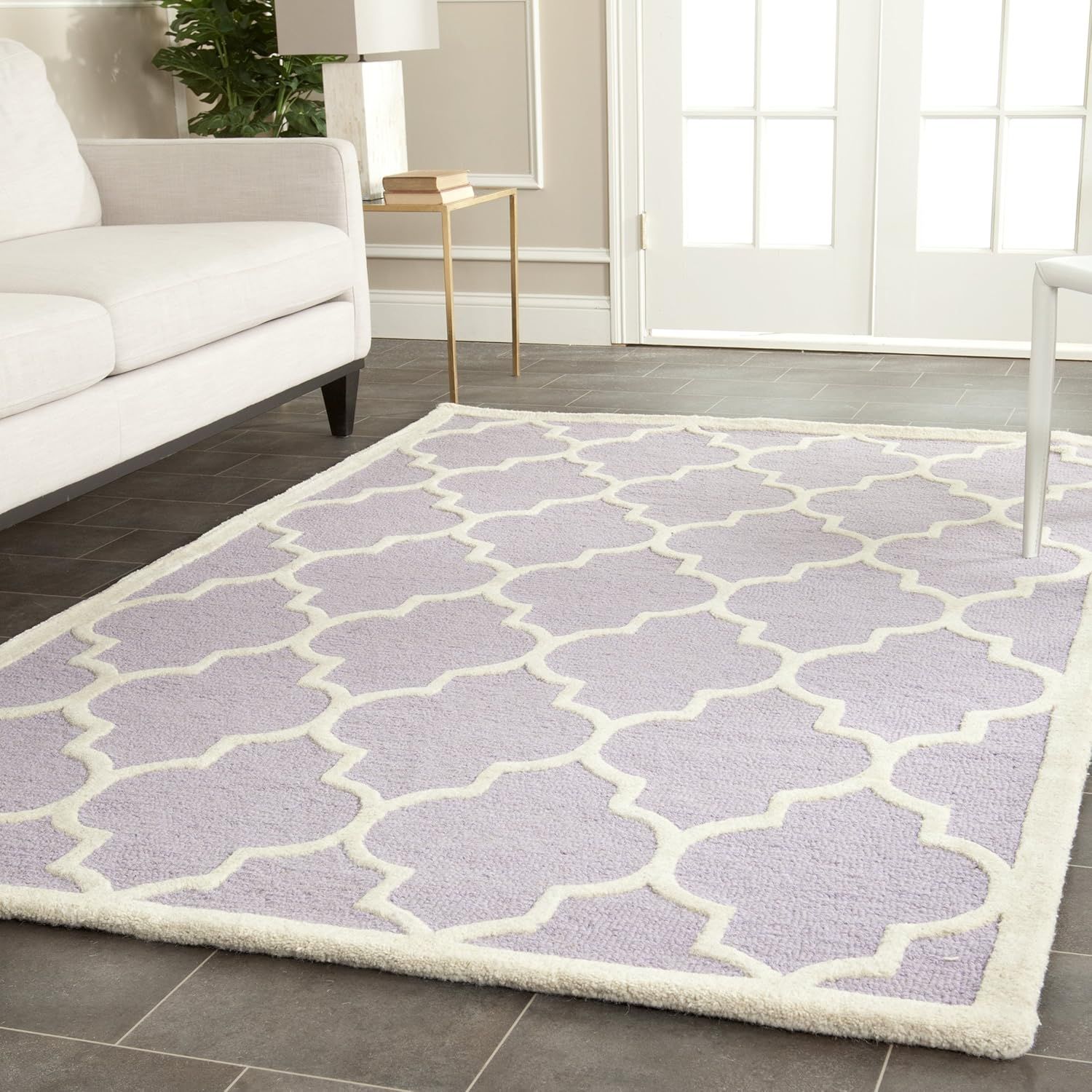 Handmade Purple Wool Tufted Rectangular Area Rug 5' x 8'