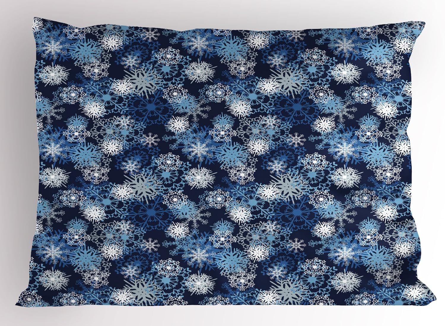 Winter Snowflake Blue and White Polyester Pillow Sham