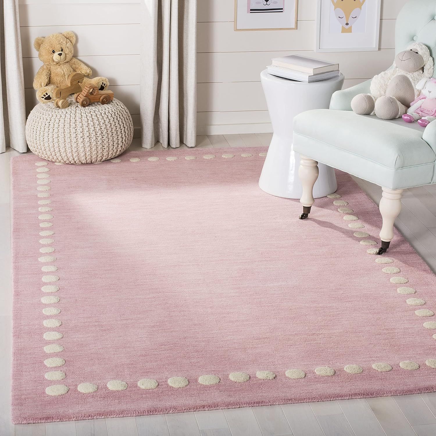 Hand-tufted Enchanted Garden Pink Wool Kids Rug - 5' x 8'