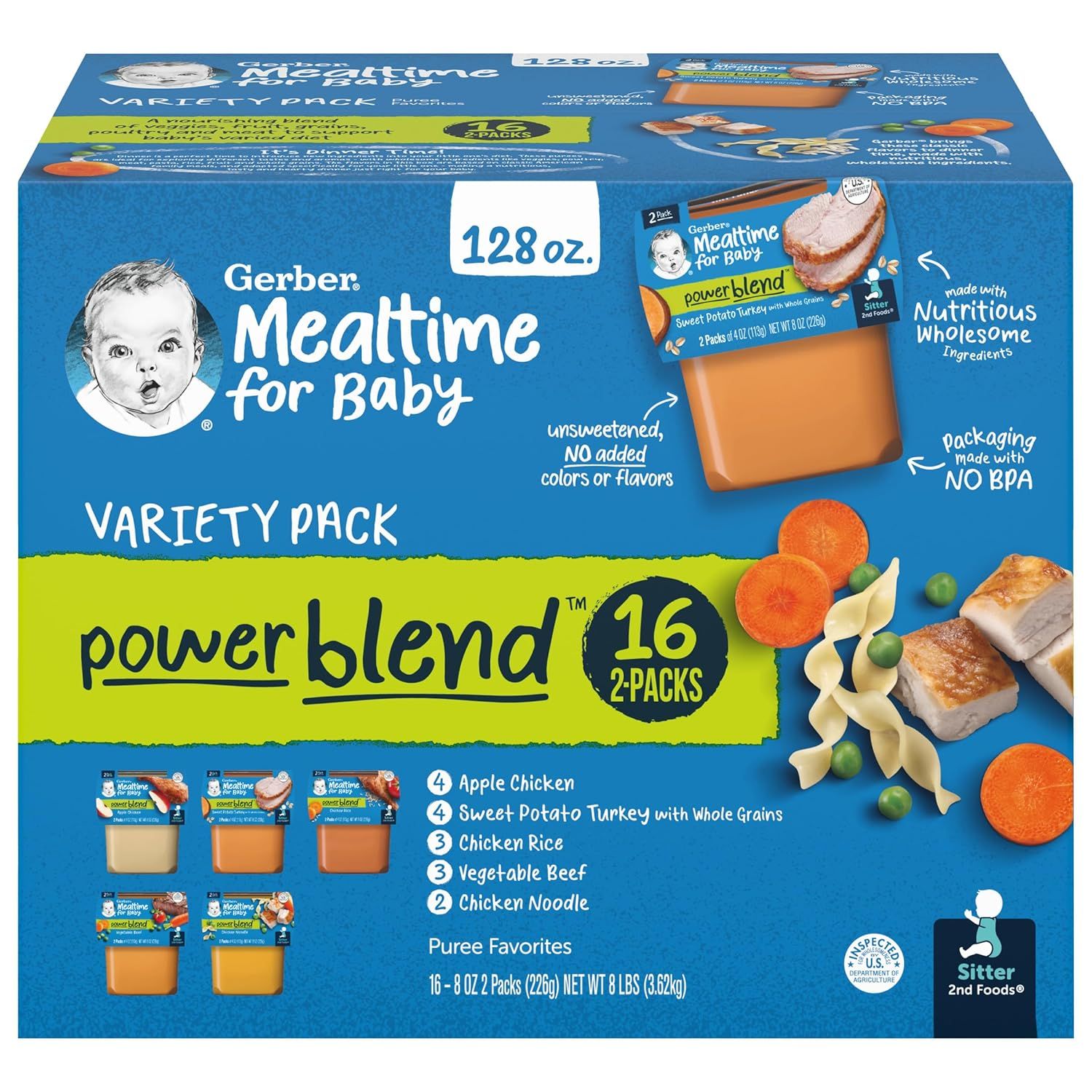 Gerber Mealtime for Baby Powerblend Variety Pack 128 oz