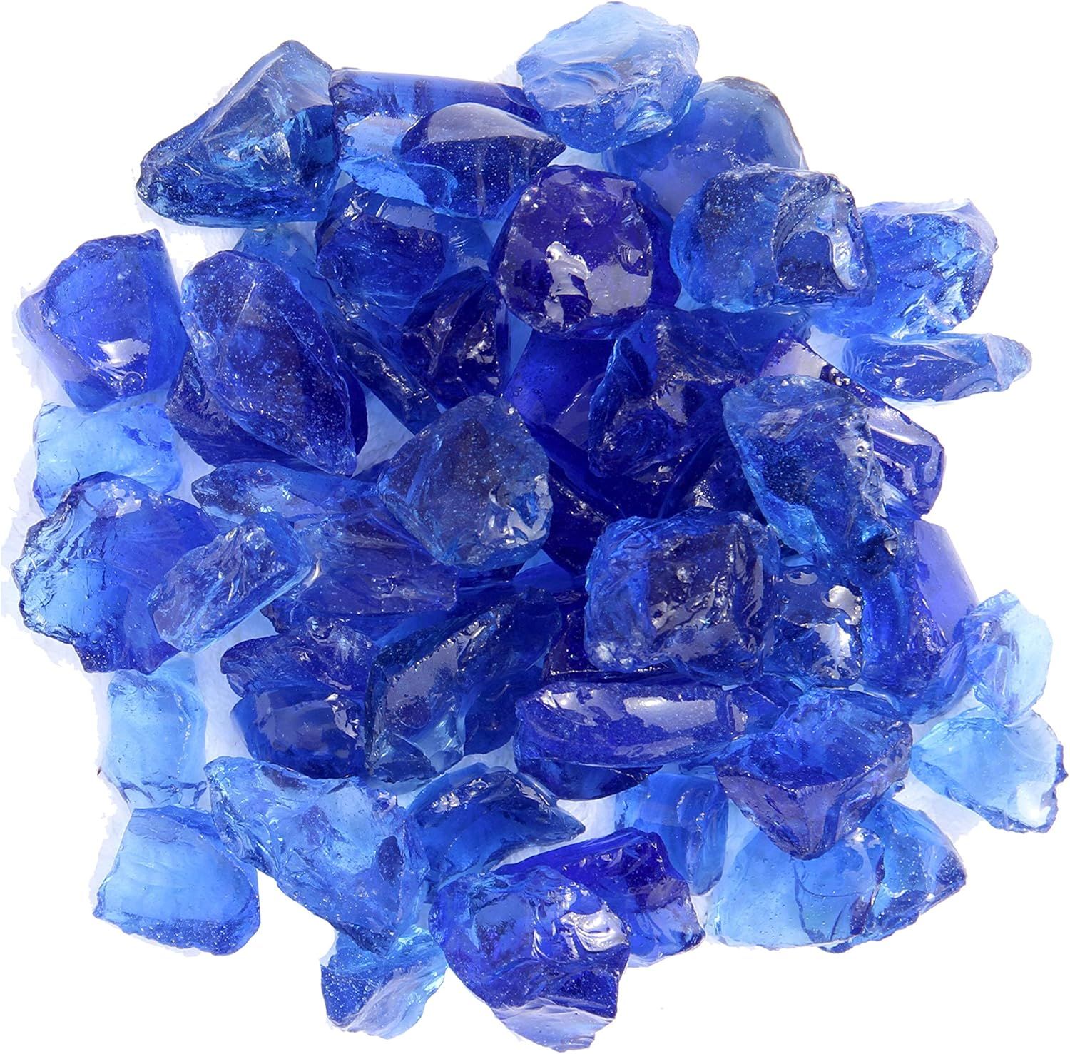 Ocean Blue Recycled Glass Fire Pit Stones, 20 lb