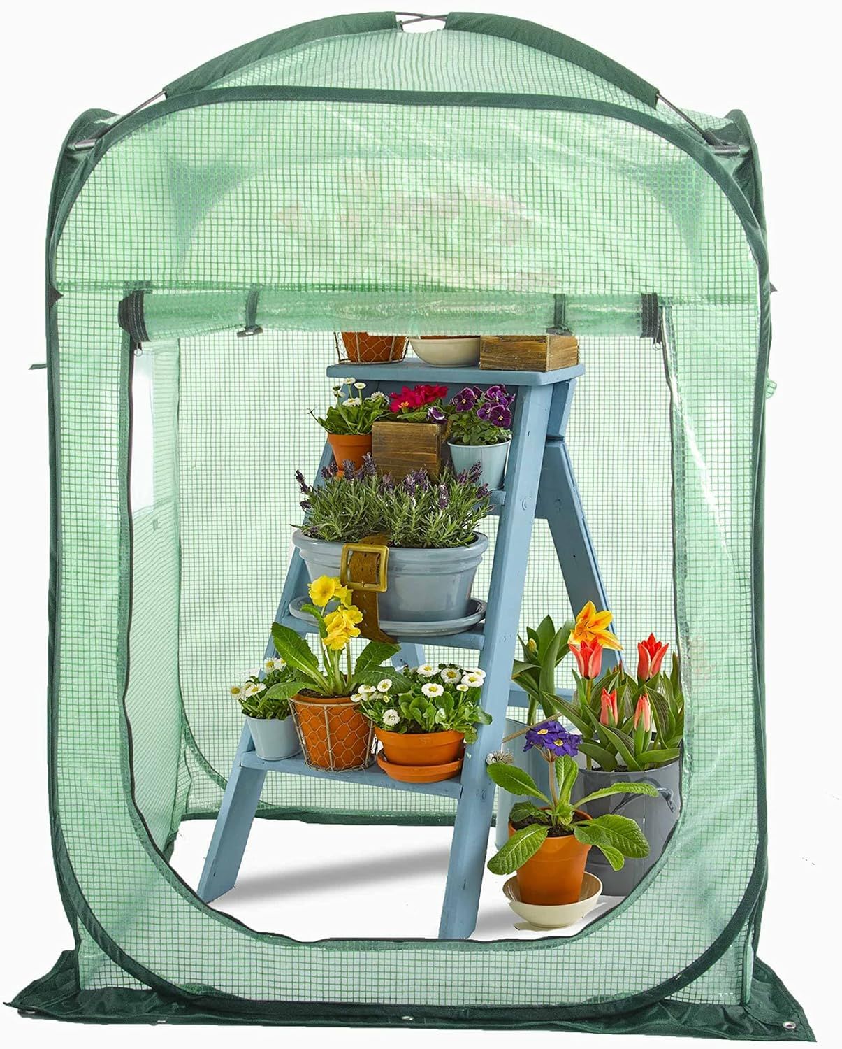 Portable X-Large Green Pop Up Greenhouse Tent with PE Cover