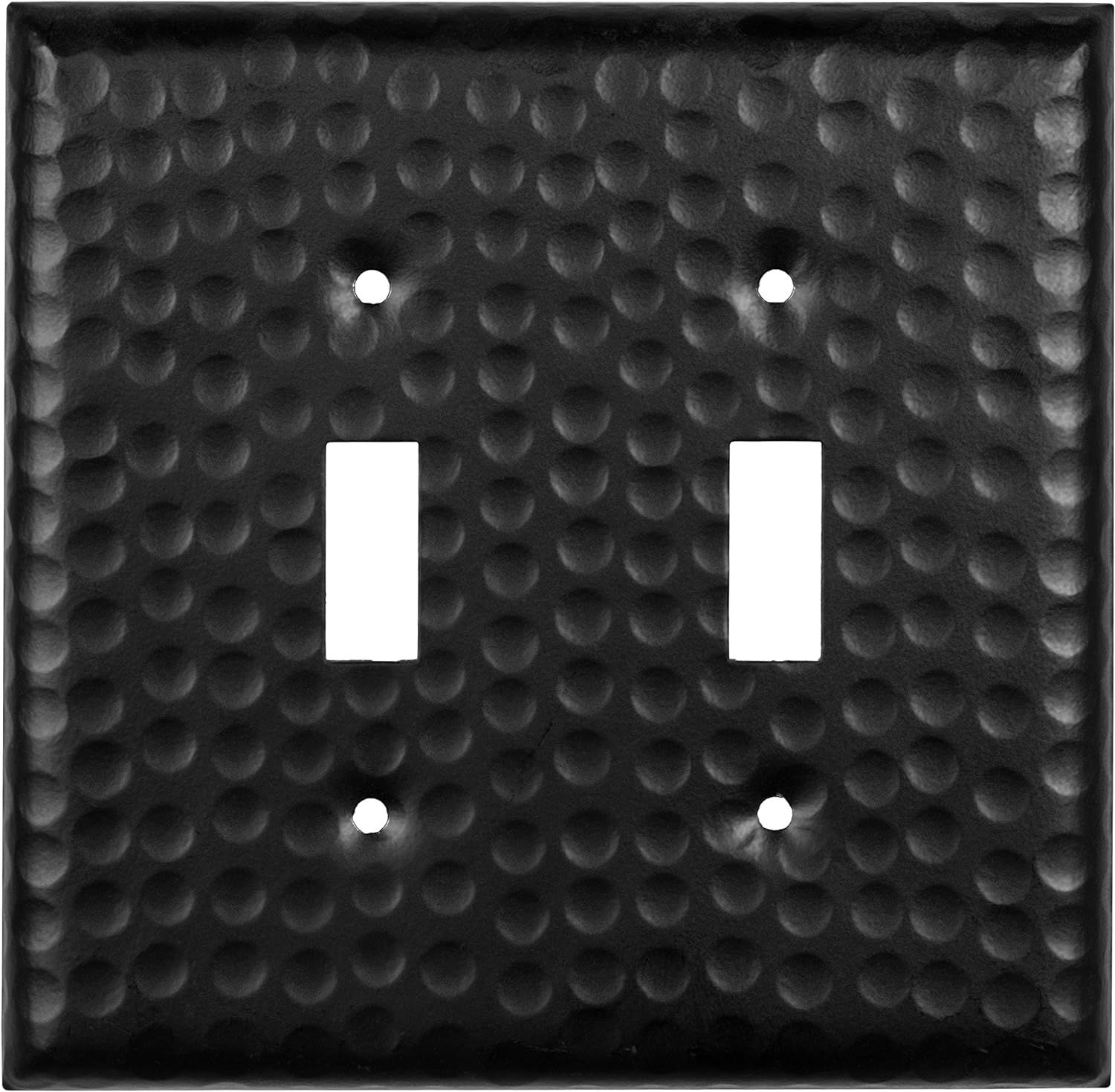 Matte Black Hand Hammered Aluminum 2-Gang Toggle Wall Plate