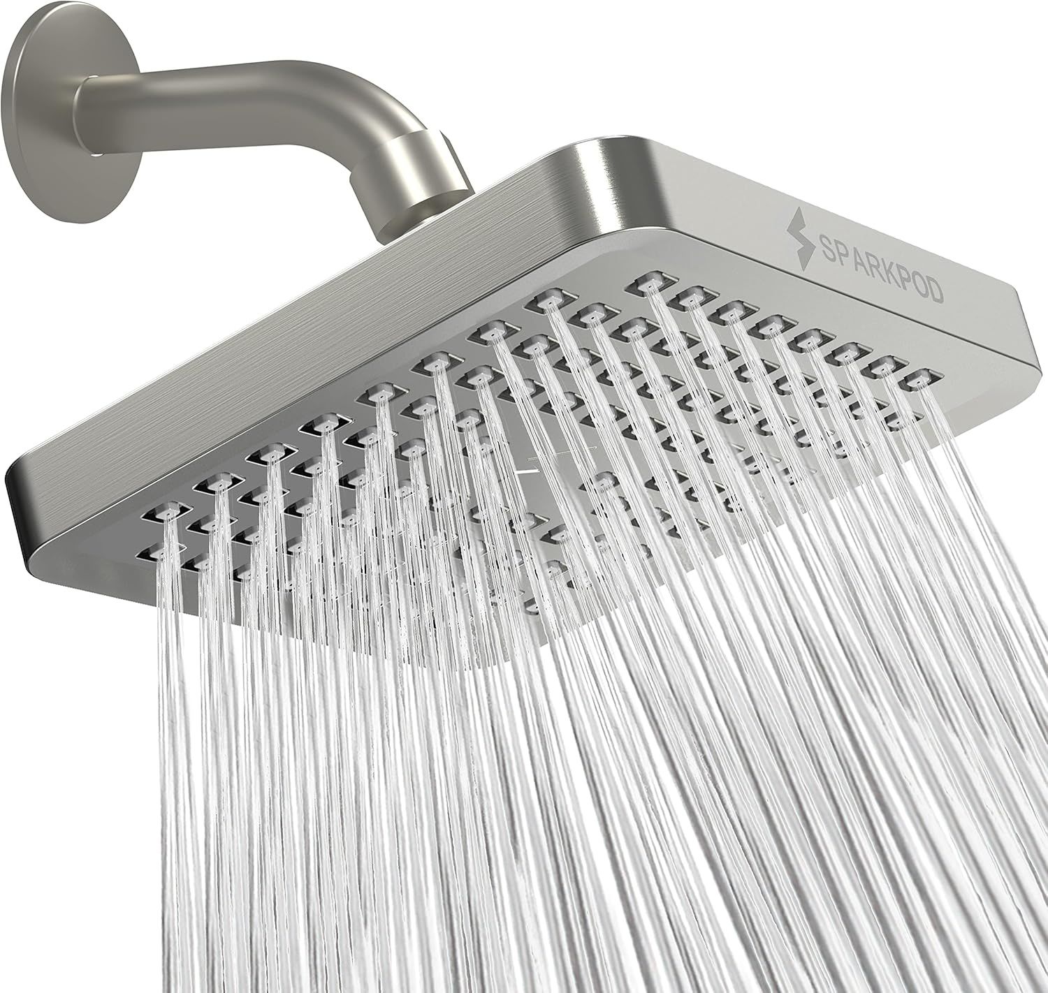 Brushed Chrome Ceiling Mounted Rain Shower Head with Filter