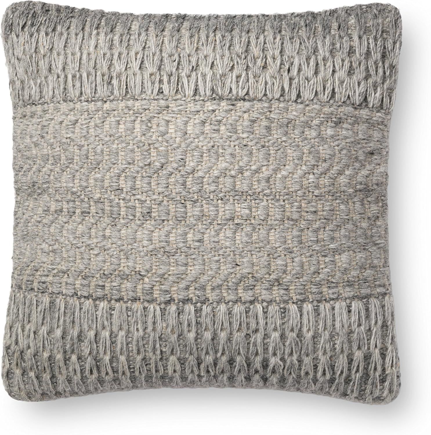 Modern Grey Woven Cotton-Polyester 18" Throw Pillow