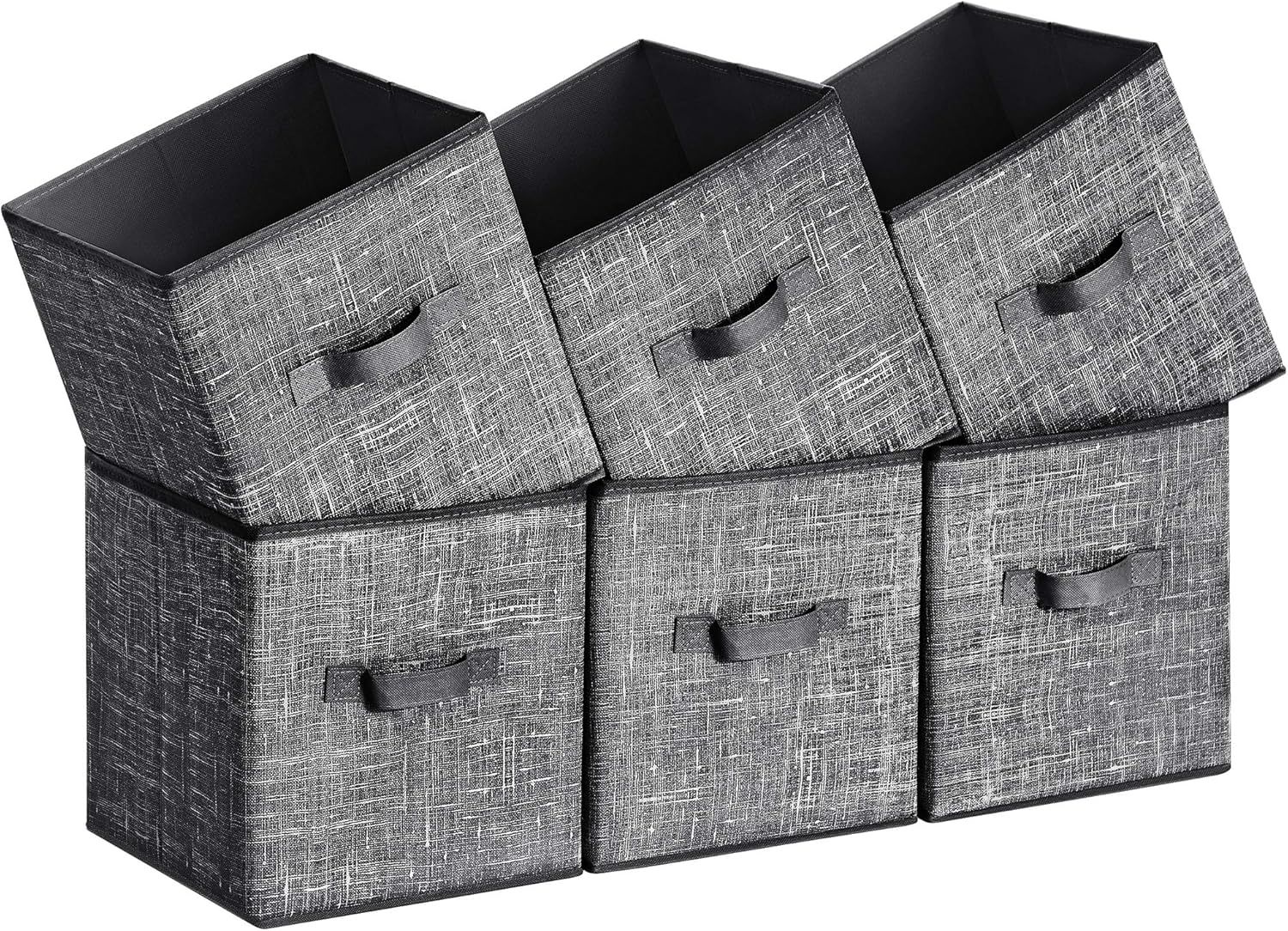 Set of 6 Black Fabric Foldable Storage Cubes