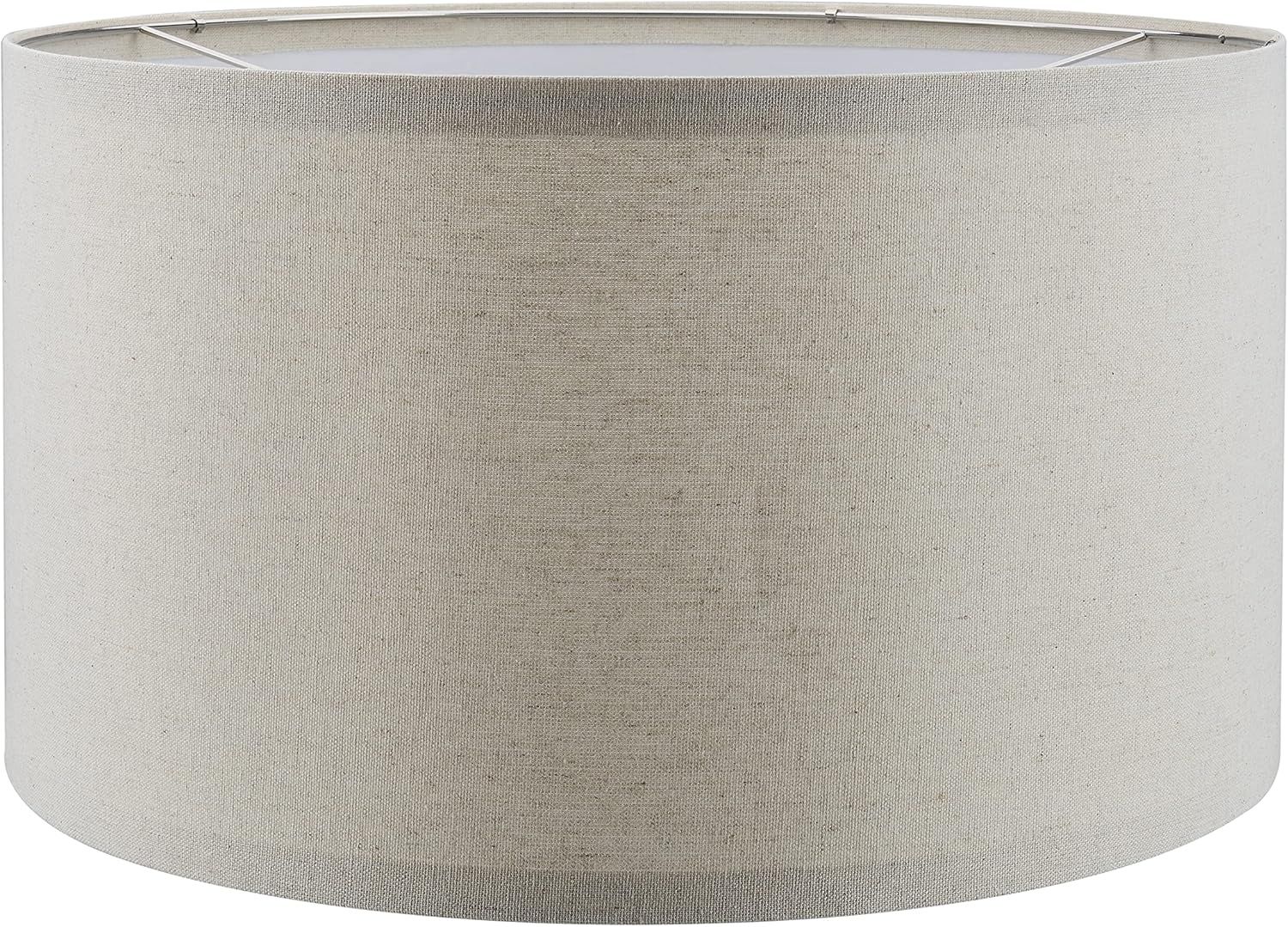 Oatmeal Linen Drum Lamp Shade with Nickel Finish