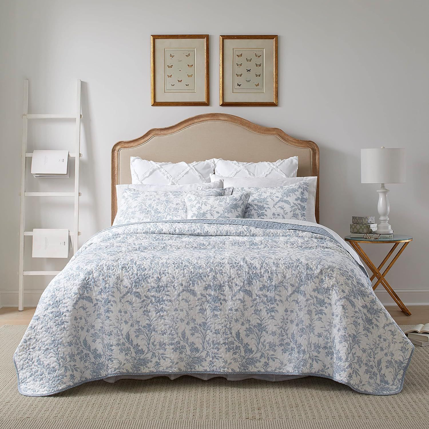 Amberley Blue Reversible Cotton Full Quilt Set