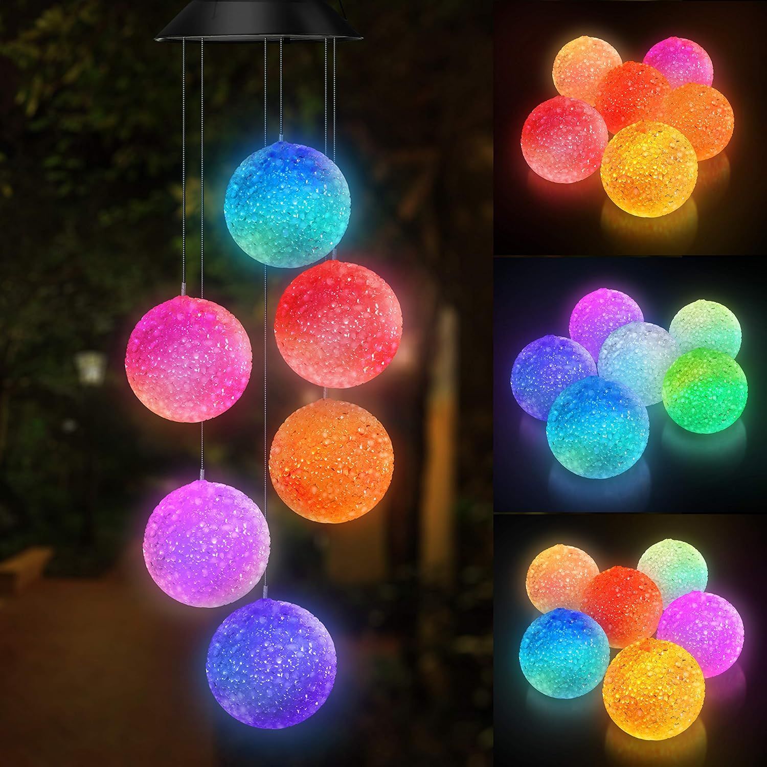 Color Changing Solar Powered Crystal Ball Wind Chime