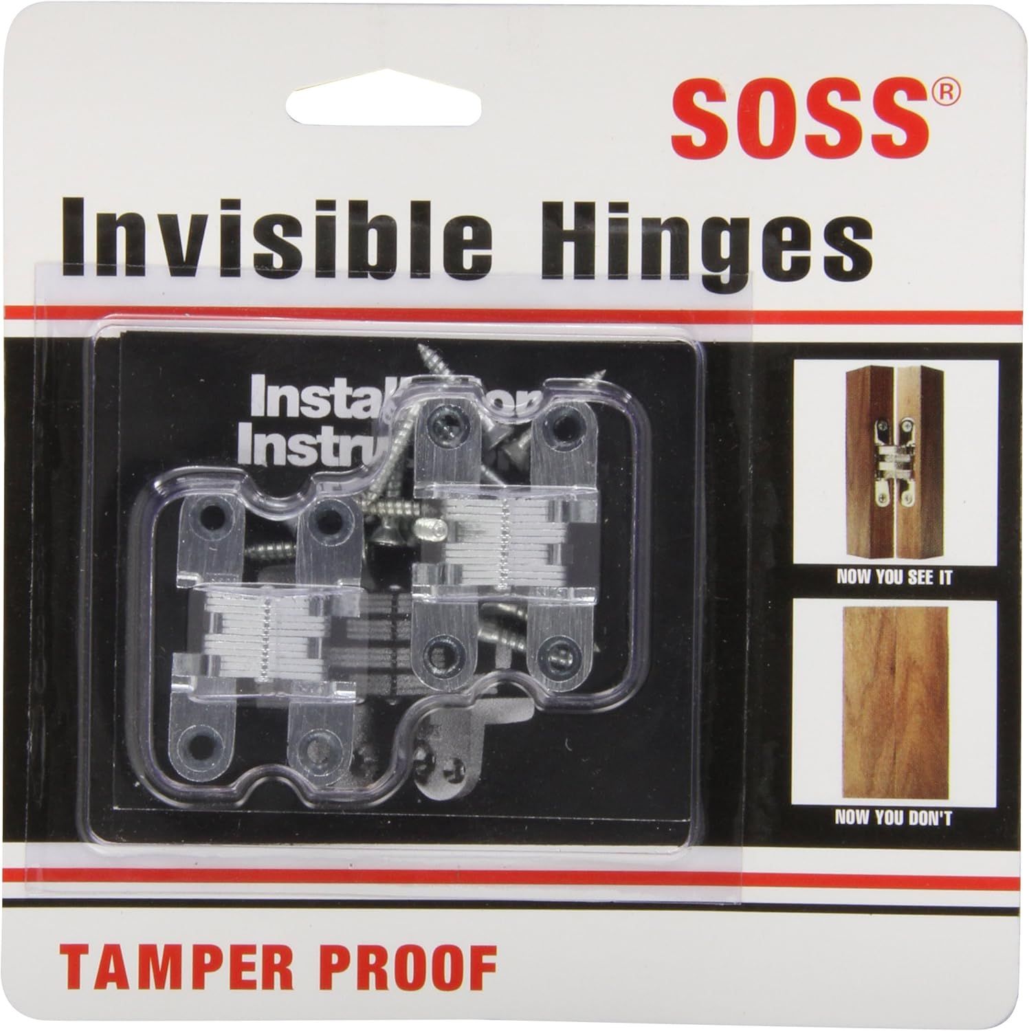 Satin Chrome Steel Invisible Cabinet Hinges with Tamper Proof Design