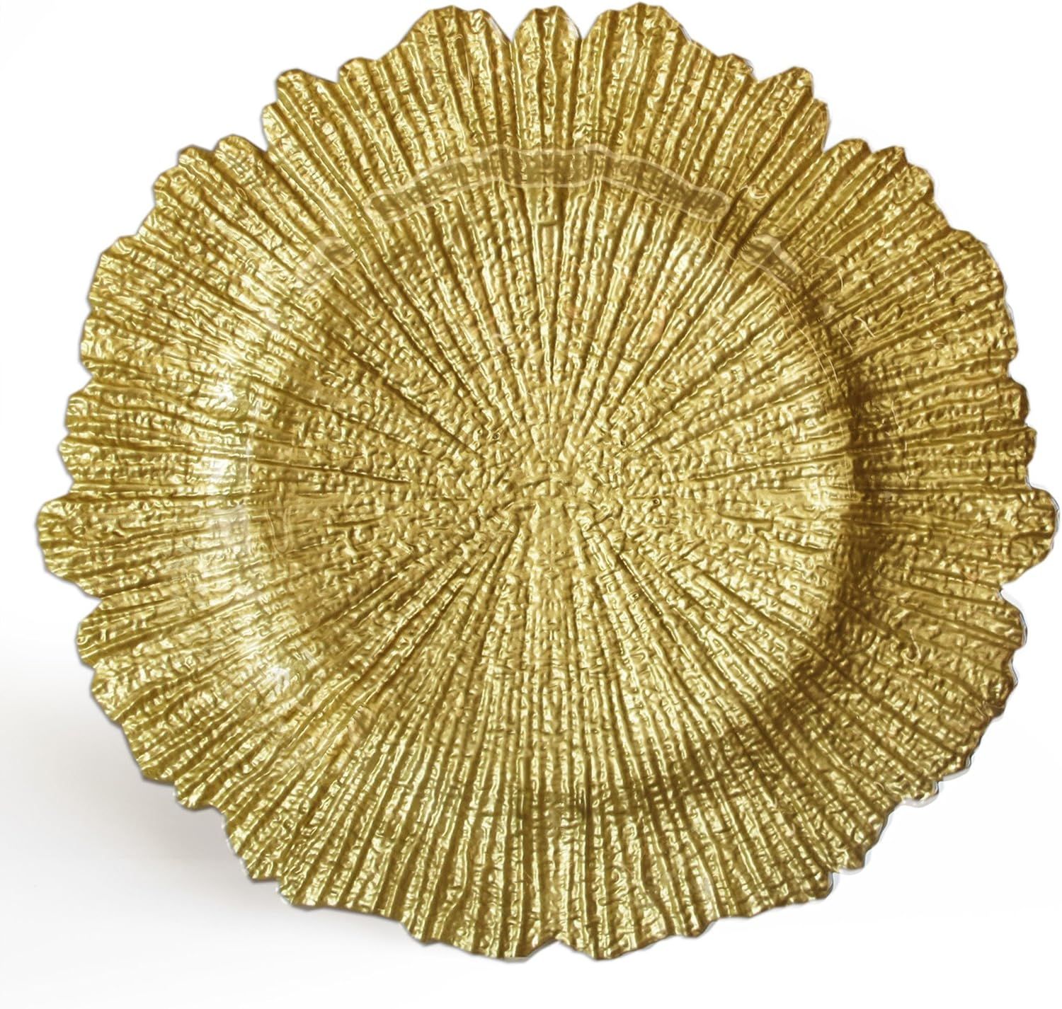 Gold Glass Reef Charger Plate with Scalloped Edges