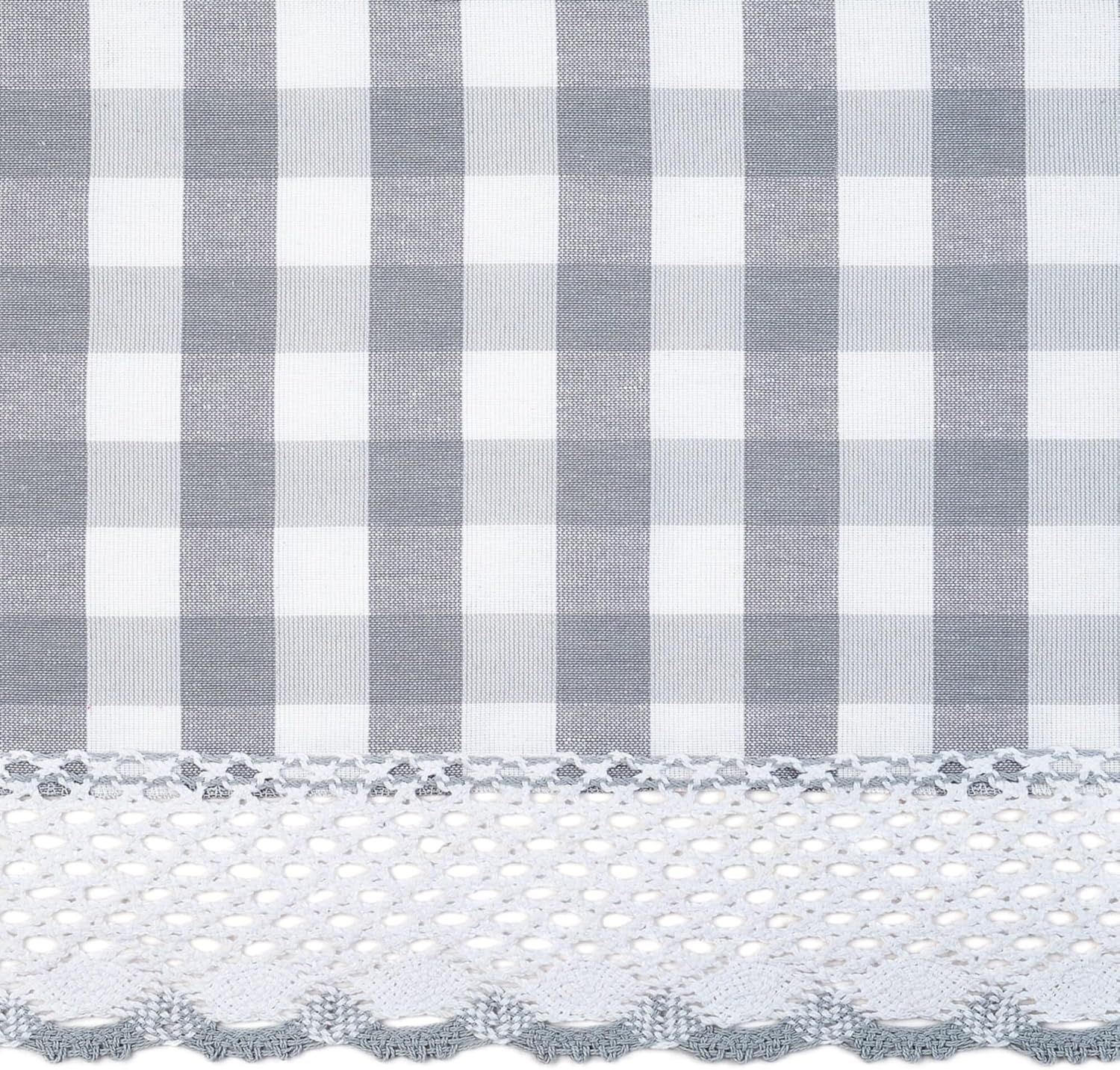 Grey and White Buffalo Check Rod Pocket Drape Panel