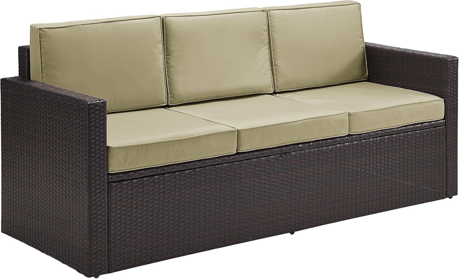 Palm Harbor Brown Wicker Outdoor Sofa with Sand Cushions