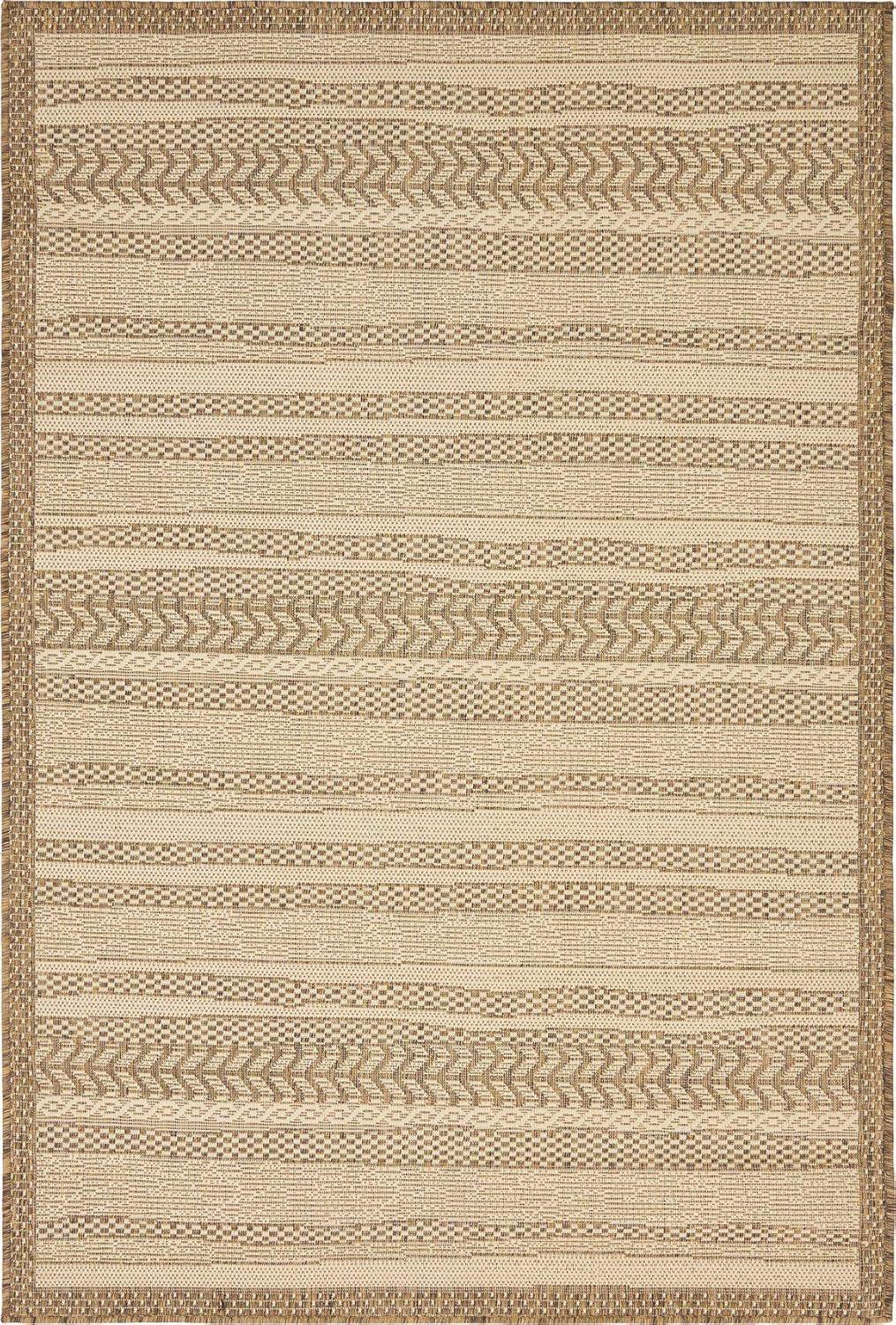 Modern Reversible Brown Stripe Synthetic Outdoor Rug 4' x 6'